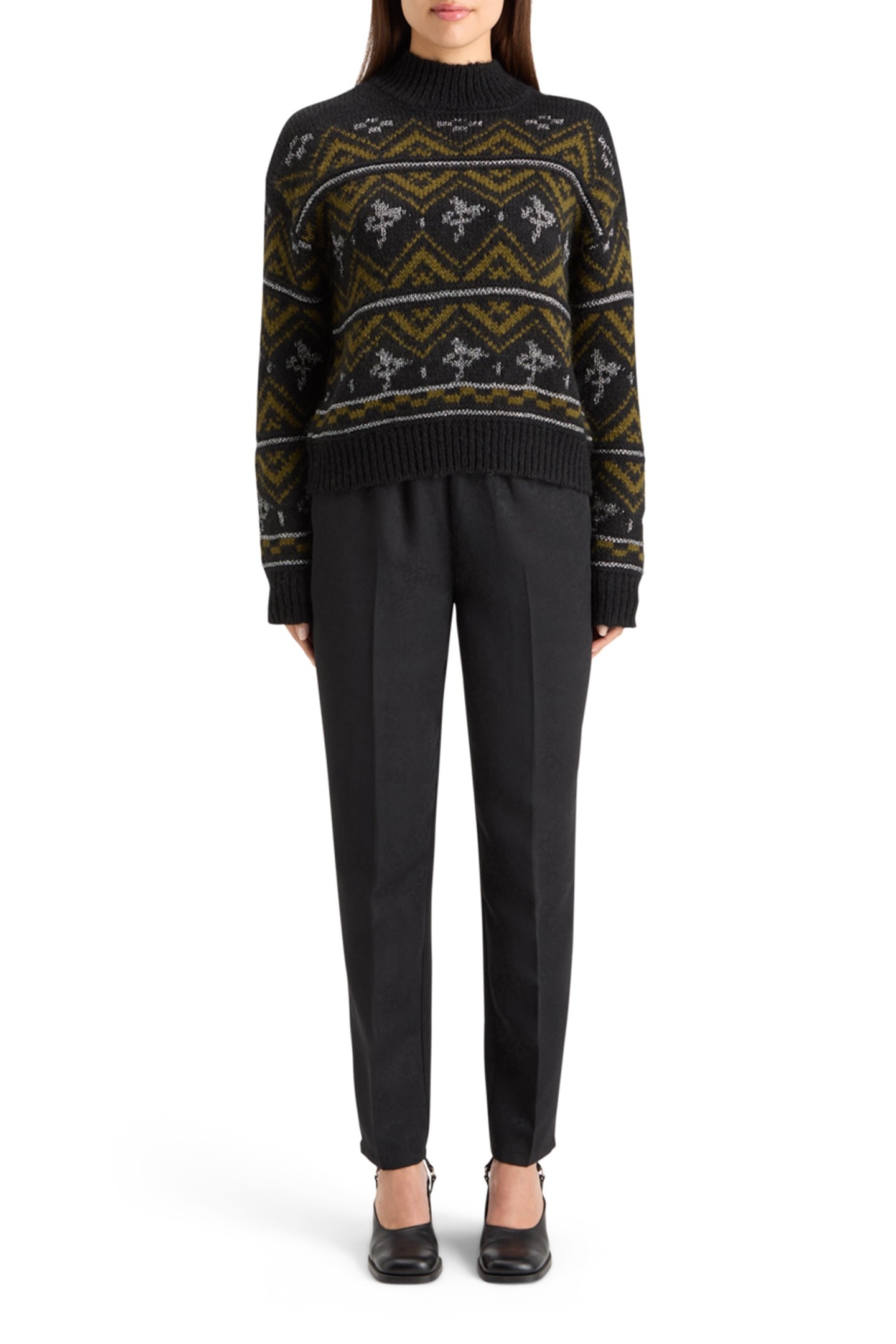 METALLIC FAIR ISLE PULLOVER EVENING BLACK 3