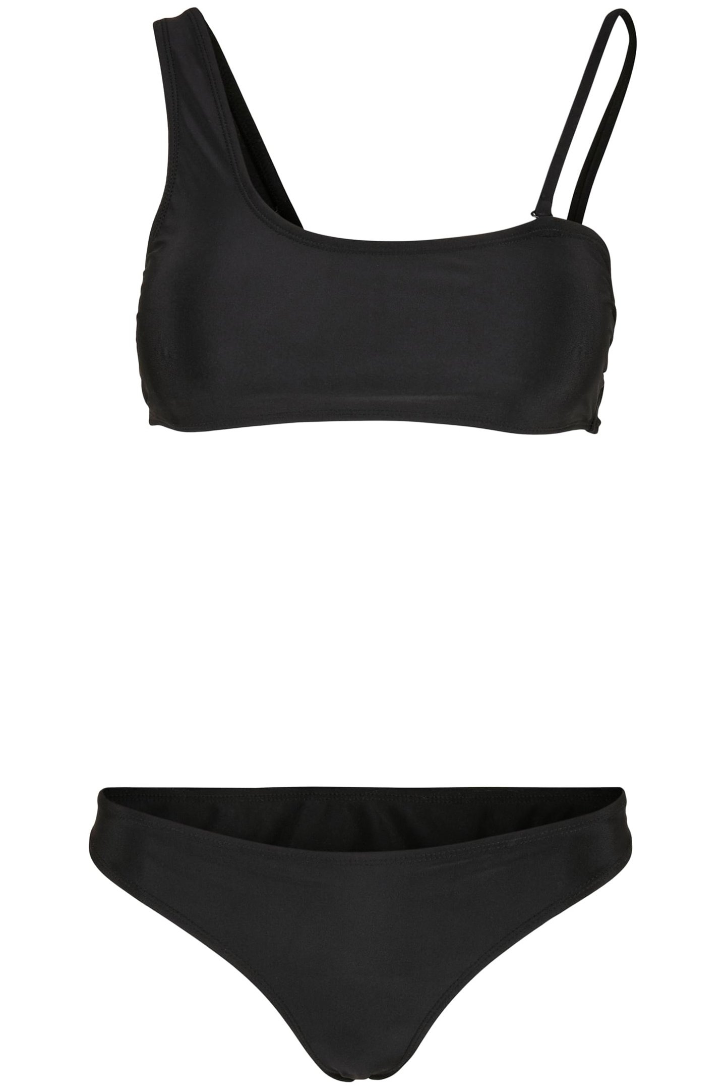 LADIES RECYCLED ASYMMETRIC TANK TOP BIKINI  BLACK 1