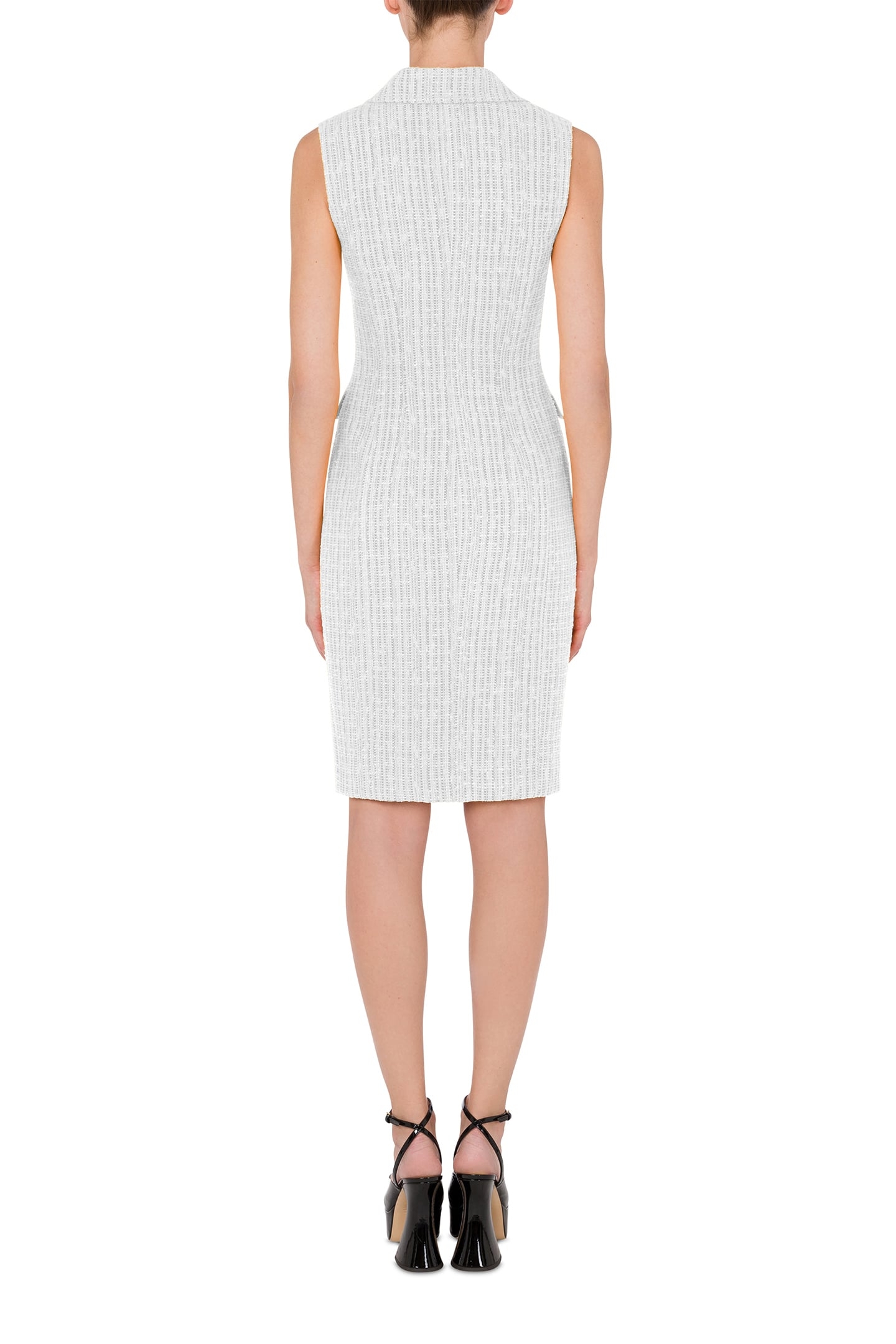 TEDDY BUTTONS TWEED DRESS WHITE 2