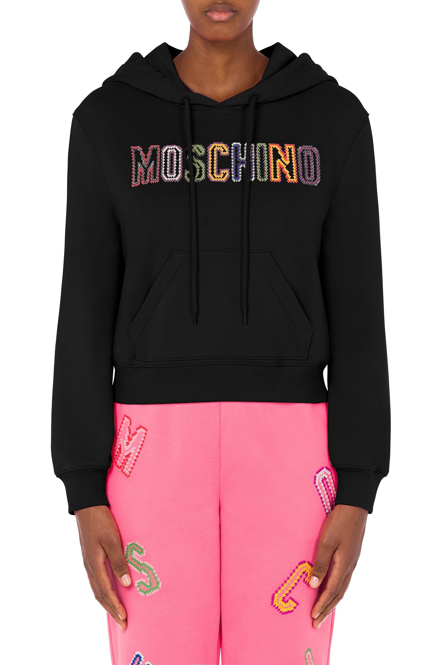 CROCHET LOGO ORGANIC COTTON SWEATSHIRT BLACK 1