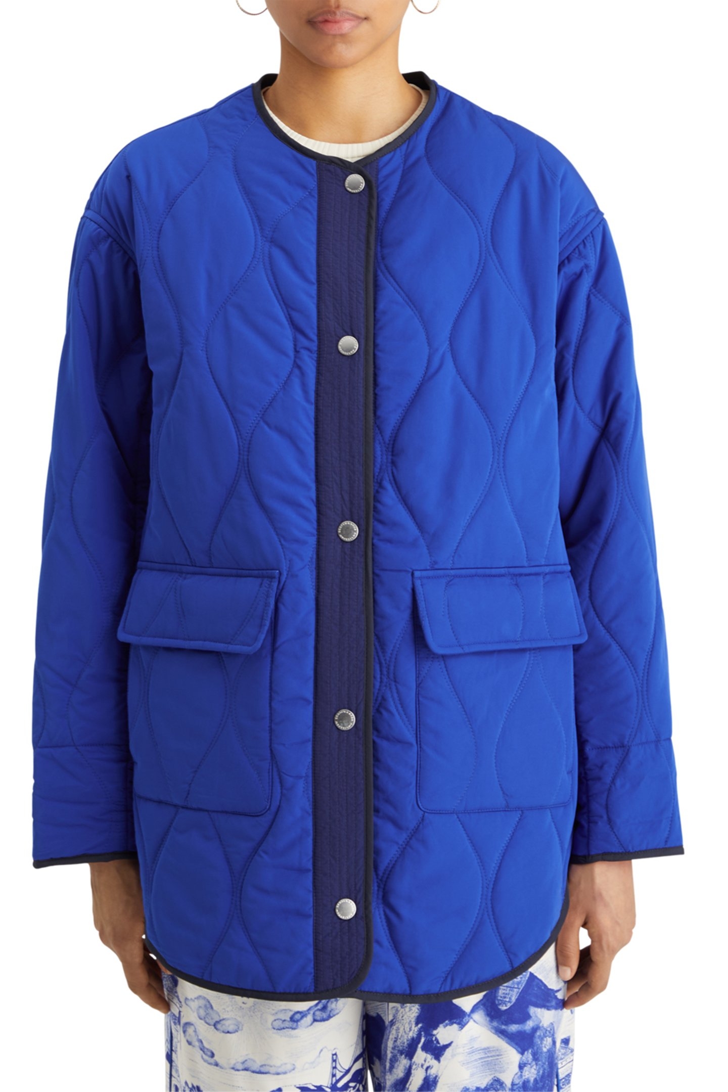 OVERSIZED ONION QUILT LINER JACKET ELECTRIC BLUE 1