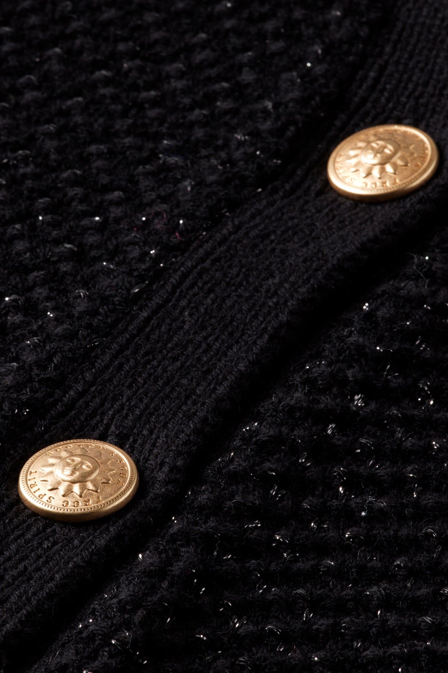 METALLIC TWEED STITCH CROPPED CARDIGAN EVENING BLACK 3