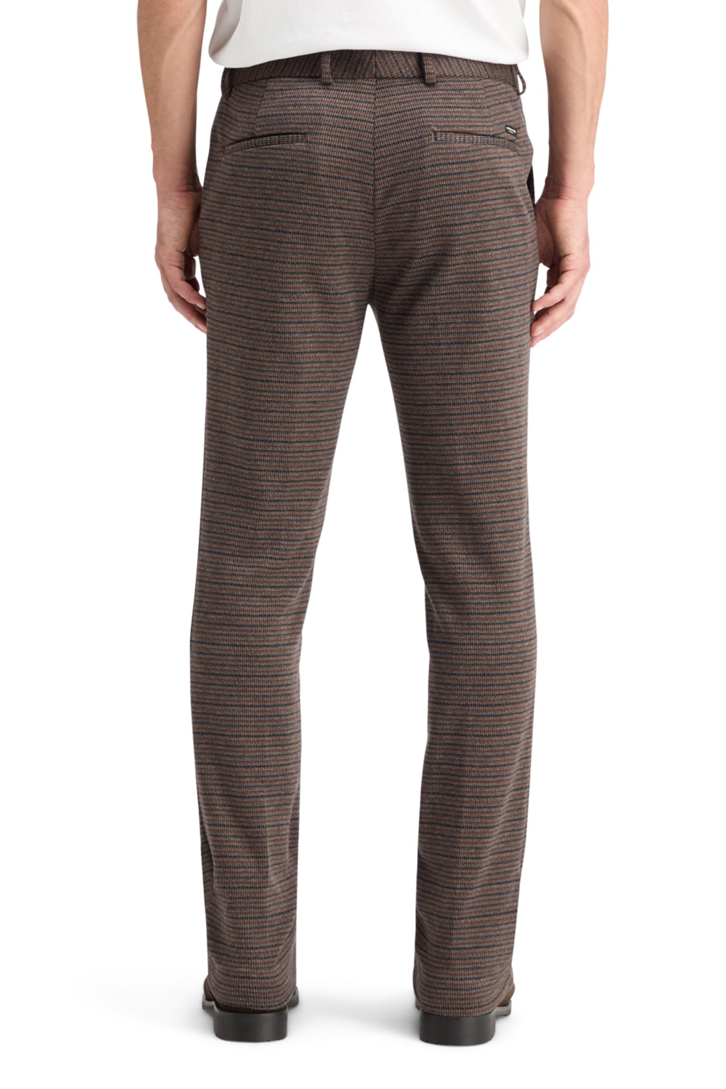 MOTT - KNITTED SLIM FIT CHINO NIGHT BROWN MINI CHECK 2