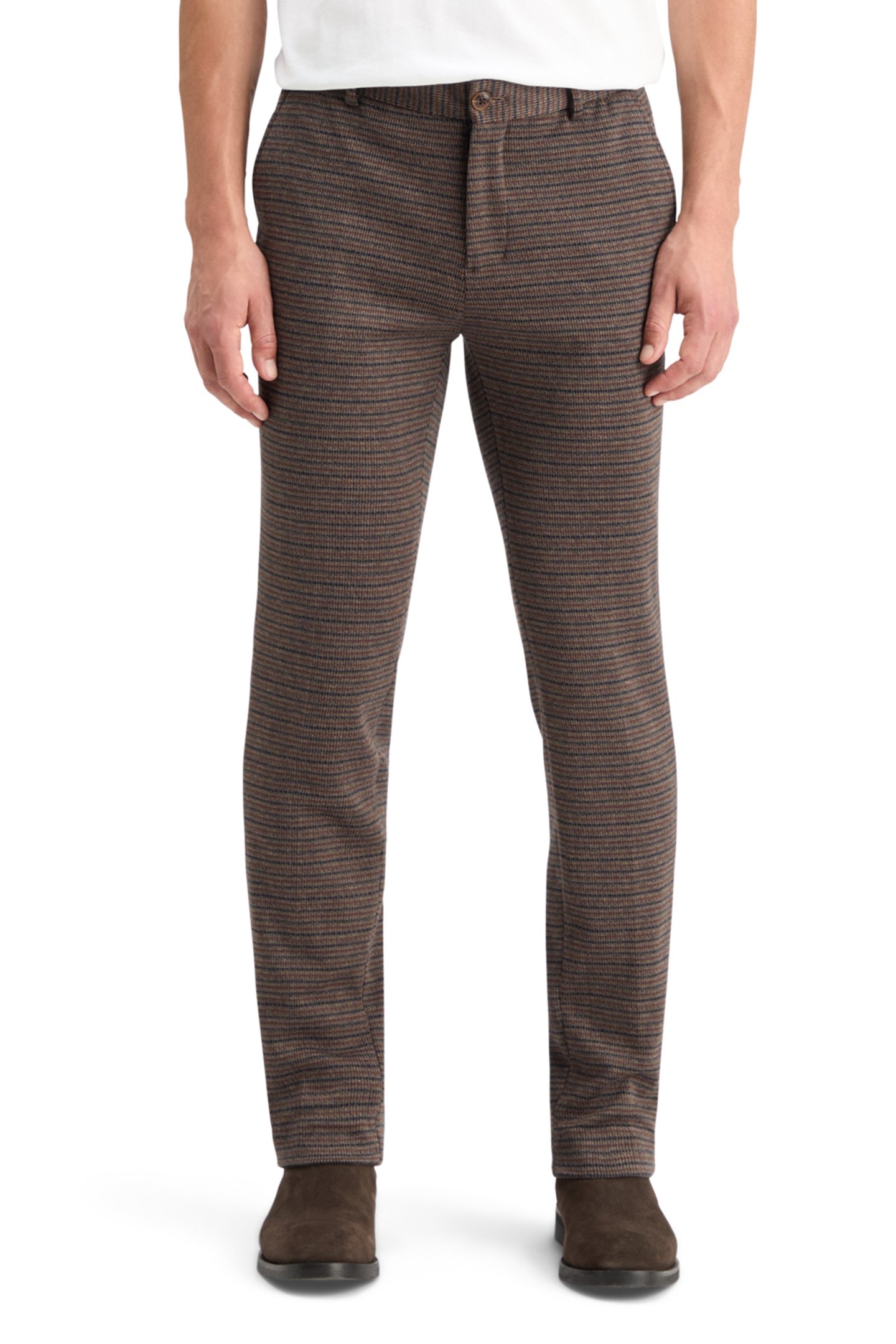 MOTT - KNITTED SLIM FIT CHINO NIGHT BROWN MINI CHECK 1