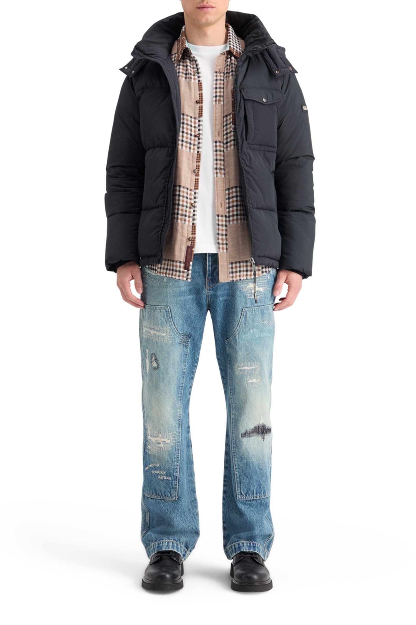 HOODED PUFFER JACKET BLACK 5