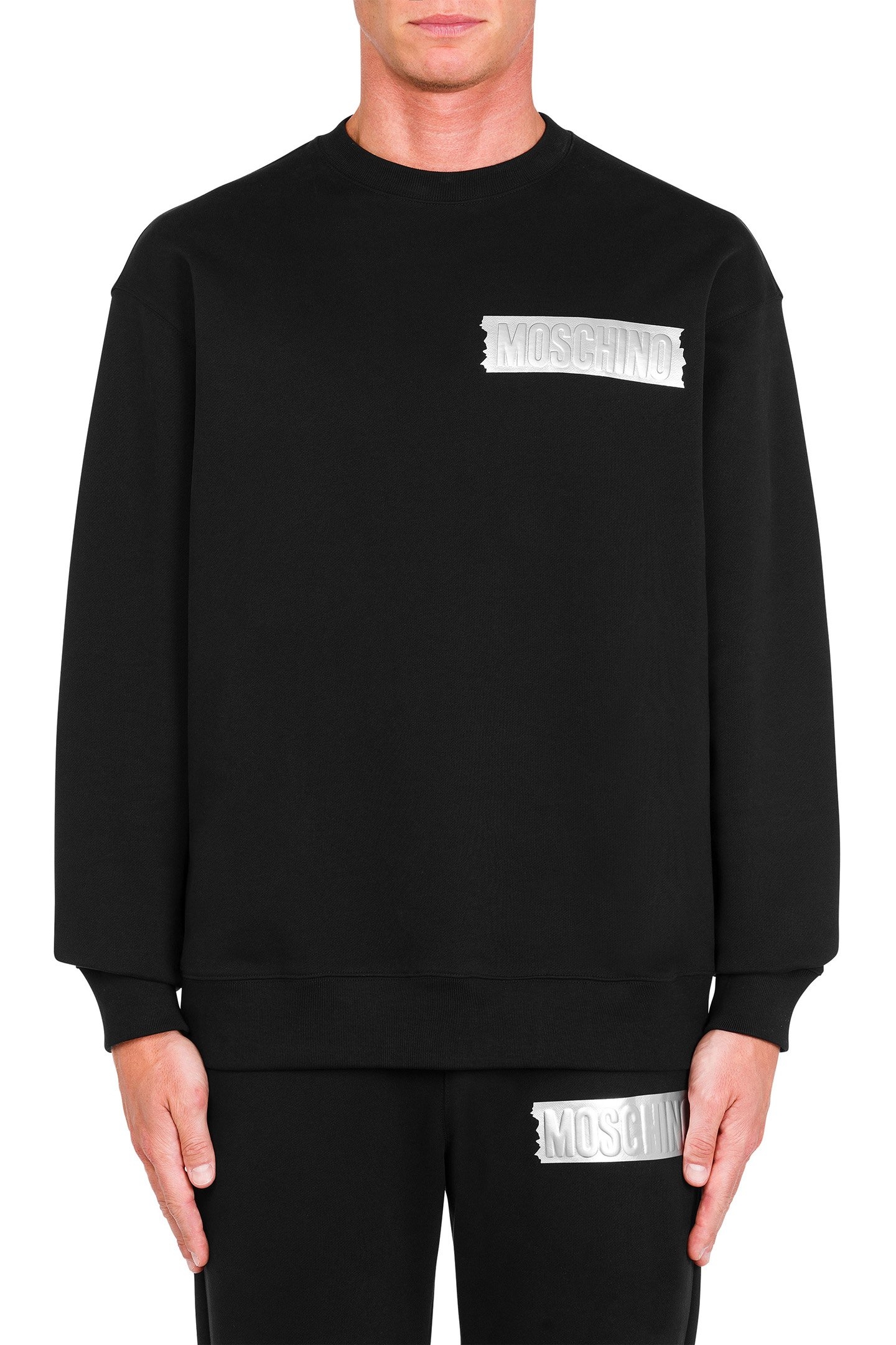 SILVER LOGO ORGANIC COTTON SWEATSHIRT BLACK 1