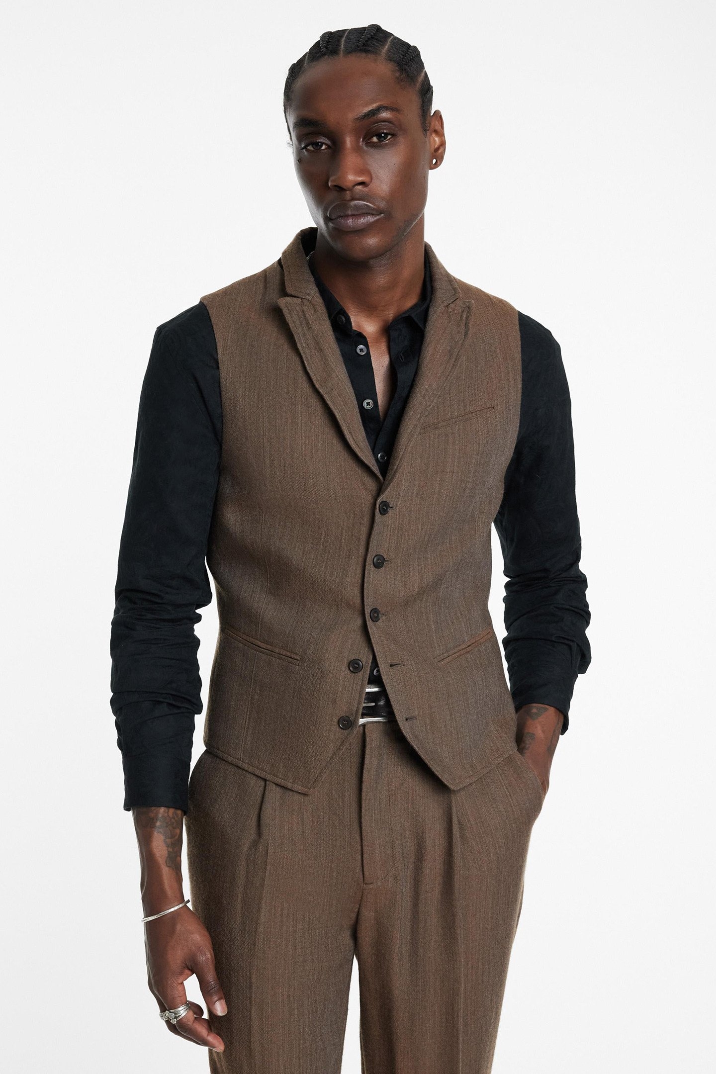 SLIM FIT PEAK LAPEL VEST WITH WIRE INSERT CHAMOIS 1