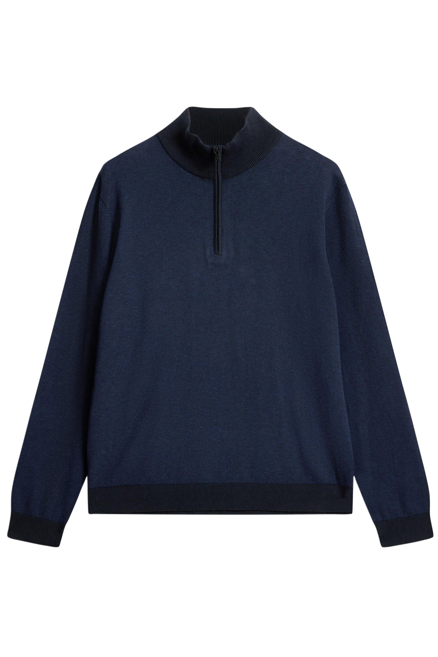 GRAND BIRDSEYE HALF ZIP IN CTN CASH NAVY 2