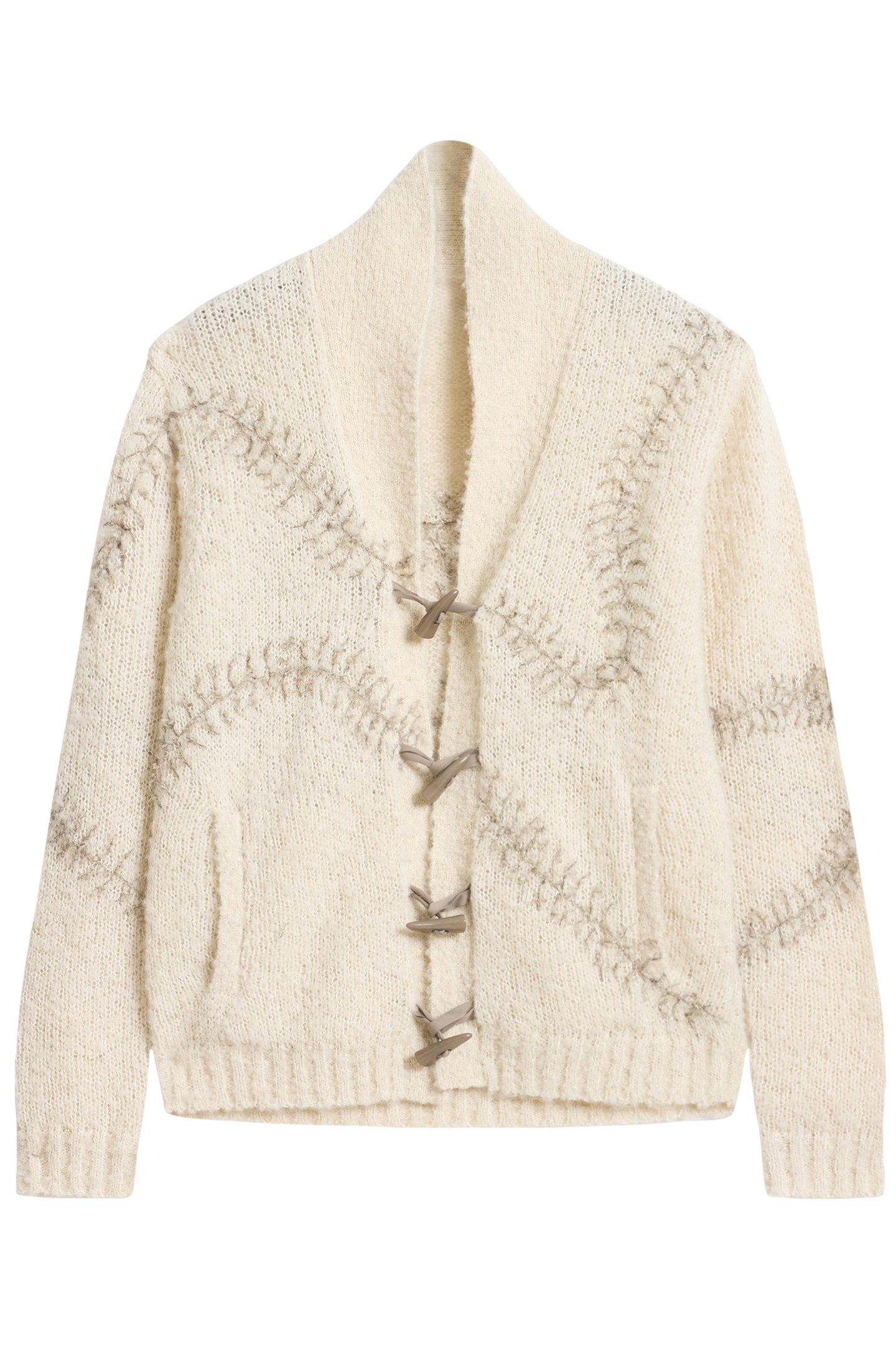 OSWALD LS SNAKE FOSSIL TOGGLE CARDIGAN WINTER WHITE 2