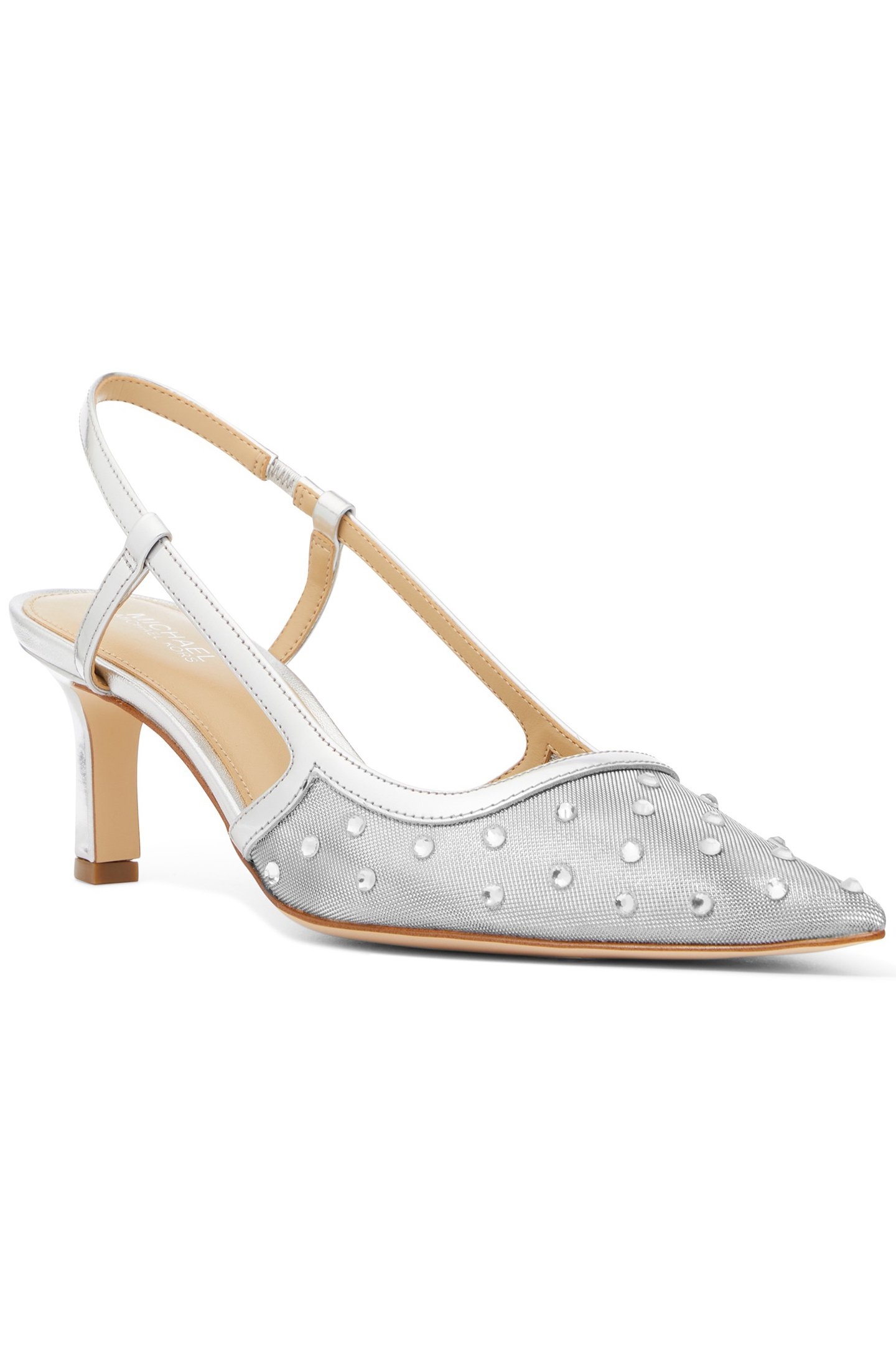 ALORA SLINGBACK MID HEEL SHOE WITH GEMS IN SILVER 2