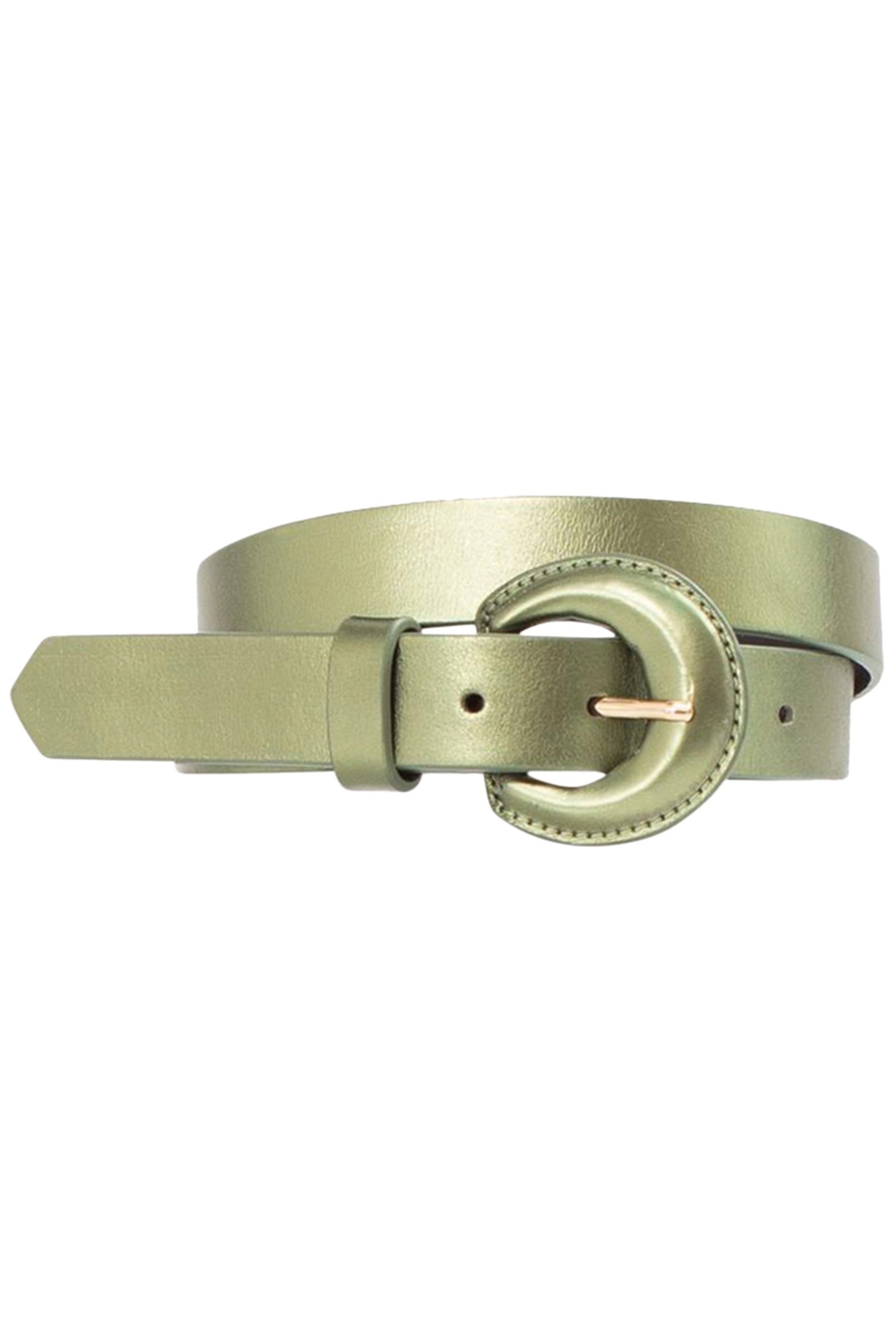 ANDREW - METALLIC LEATHER VETIVER BELT 1