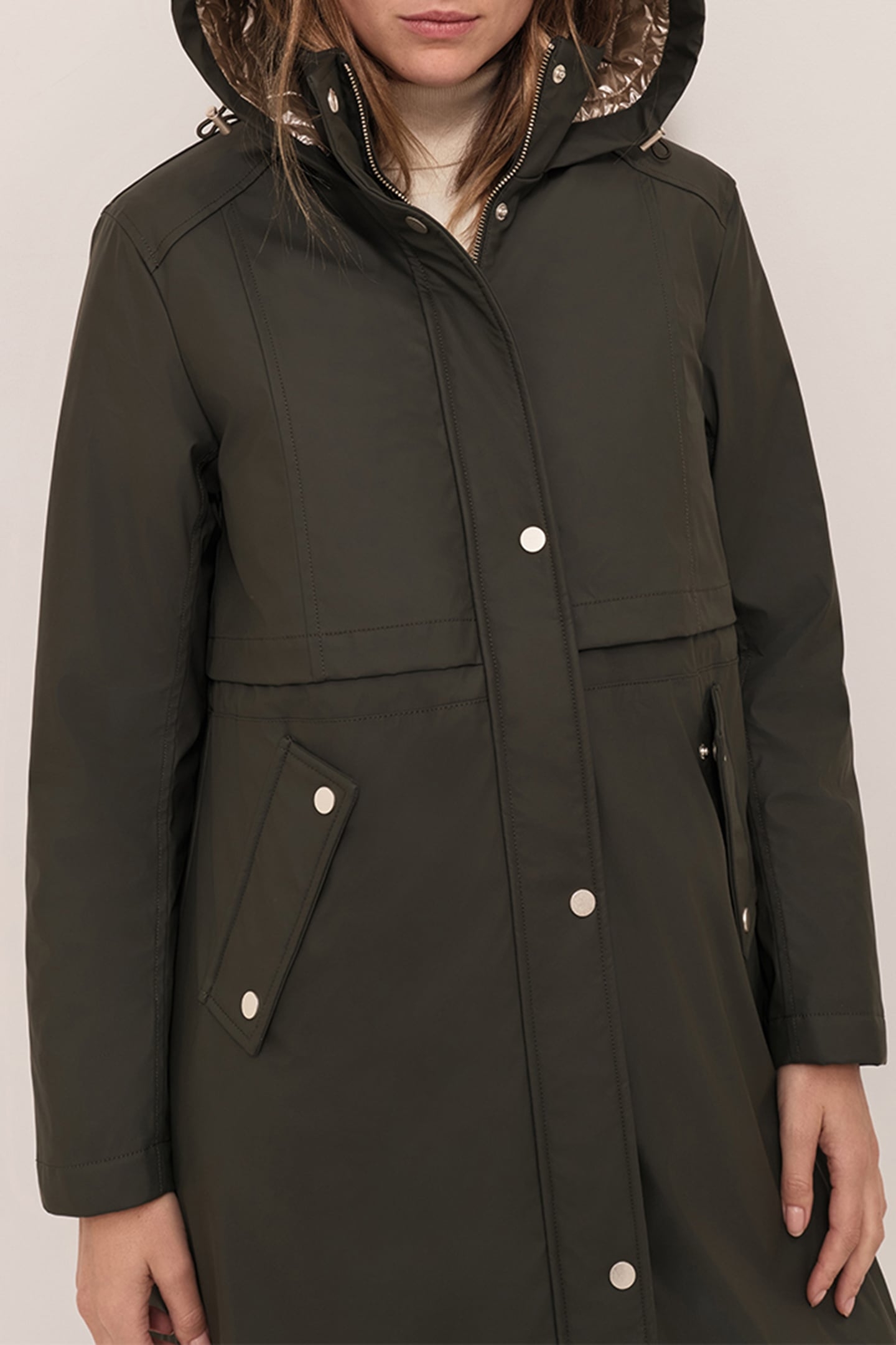 DUFFY - KHAKI WATER-REPELLENT RUBBER PARKA 5