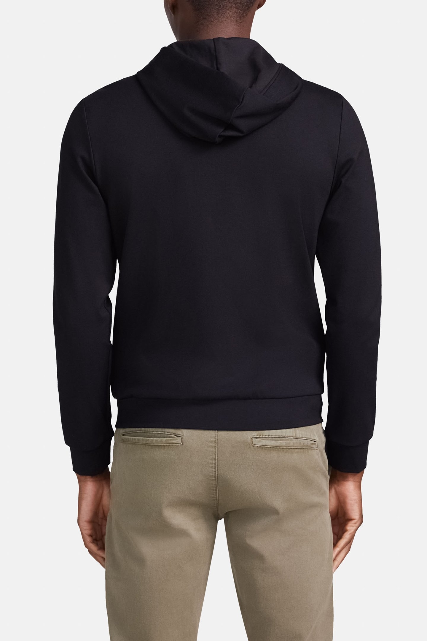 BLACK INTERLOCK ZIPPED HOODED CARDIGAN 2