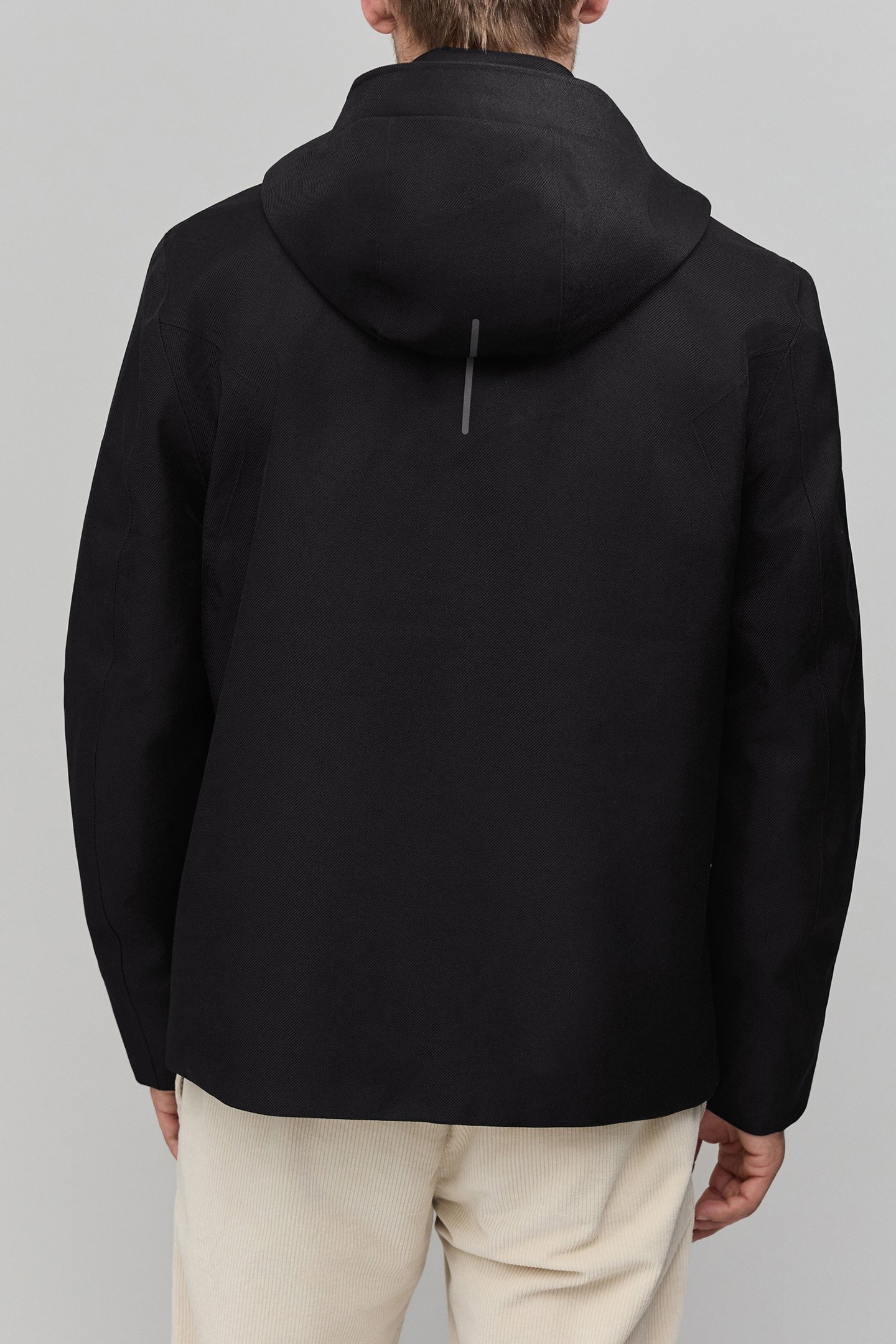 BLACK NYLON WATERPROOF JACKET WITH DETACHABLE HOOD 2