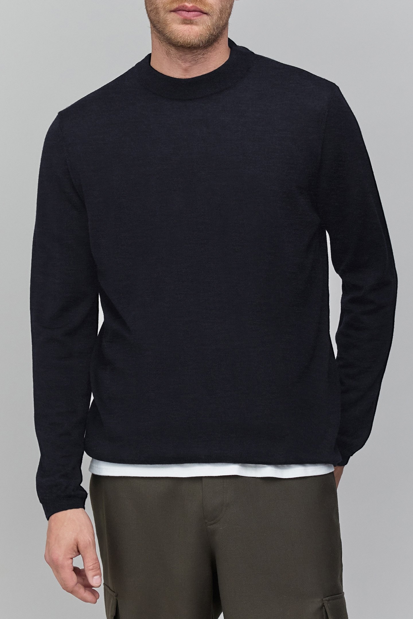 NAVY MOCK-NECK SWEATER 1
