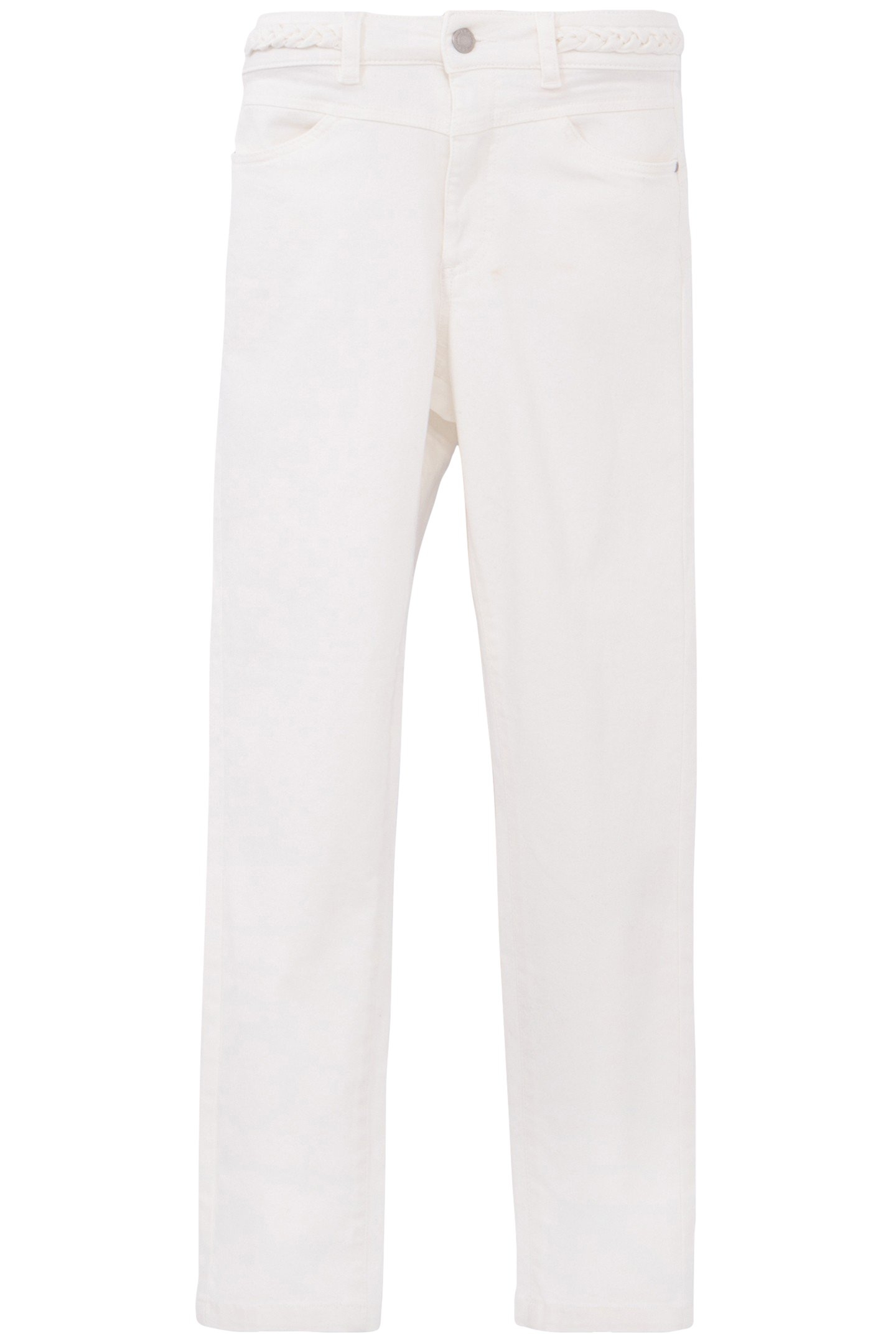 SLIM WHITE POWERSTRETCH BRAIDED BELT CROPPED JEANS 4