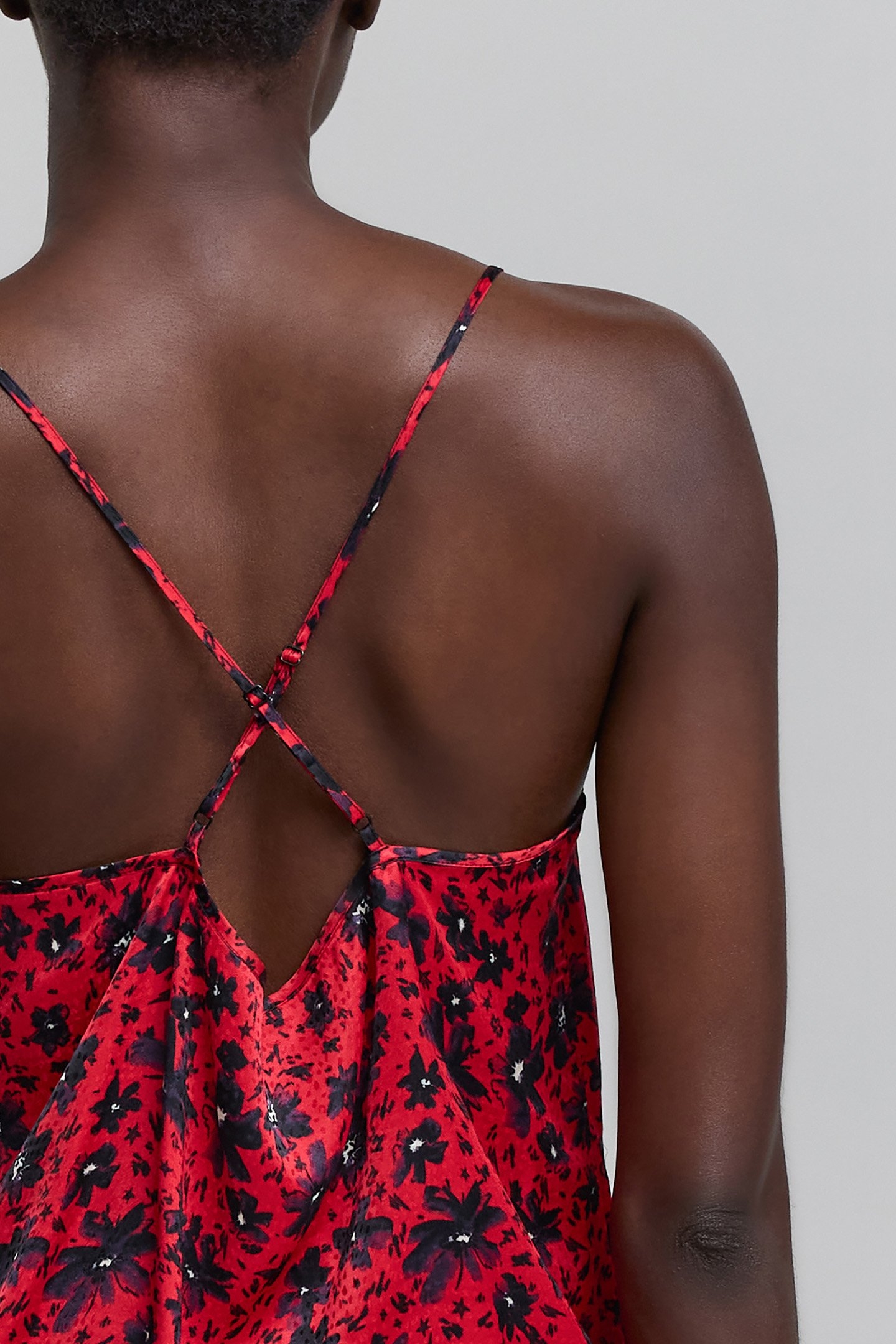RED FLORAL PRINT CAMISOLE WITH THIN STRAPS 7
