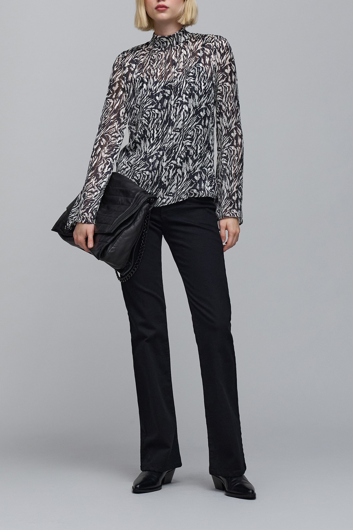 IVORY ZEBRA LUREX PRINT BLOUSE 2