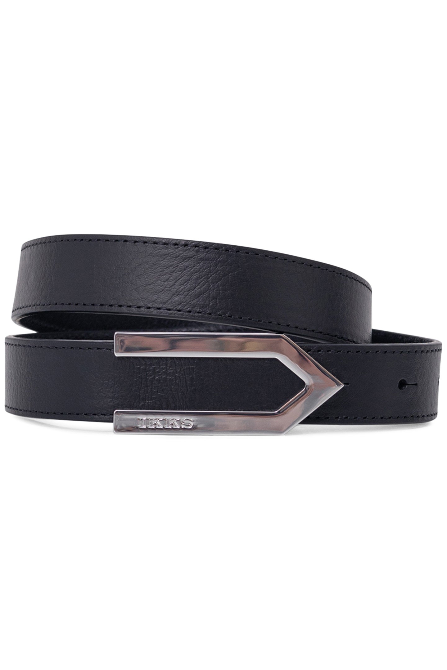 BLACK LEATHER BELT WITH CHEVRON BUCKLE 1440 WOMAN 1