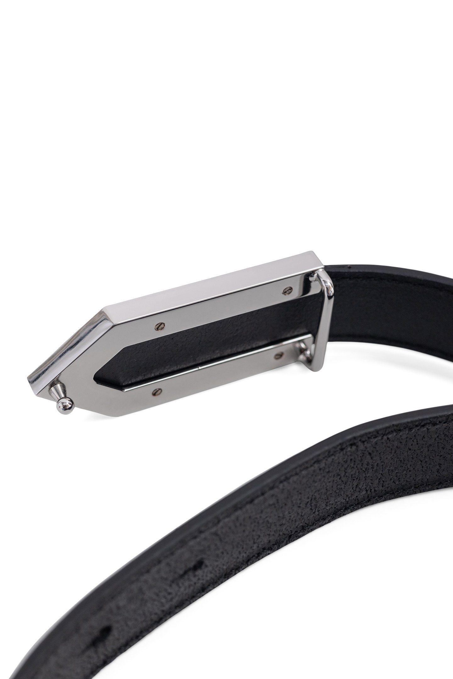 BLACK LEATHER BELT WITH CHEVRON BUCKLE 1440 WOMAN 4