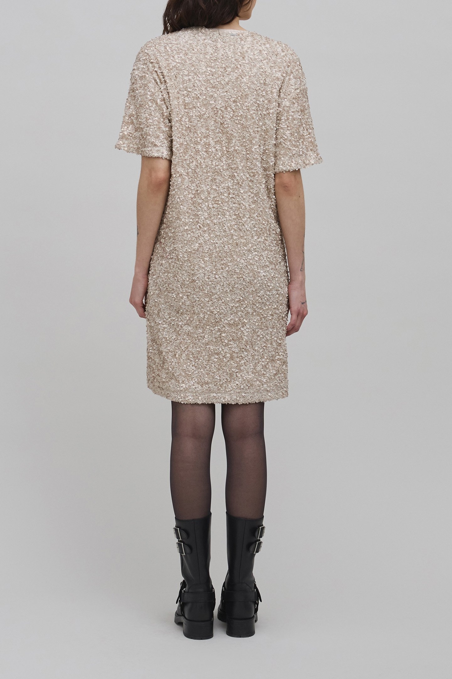 SEQUIN-EMBROIDERED CHAMPAGNE DRESS FOR WOMEN 3