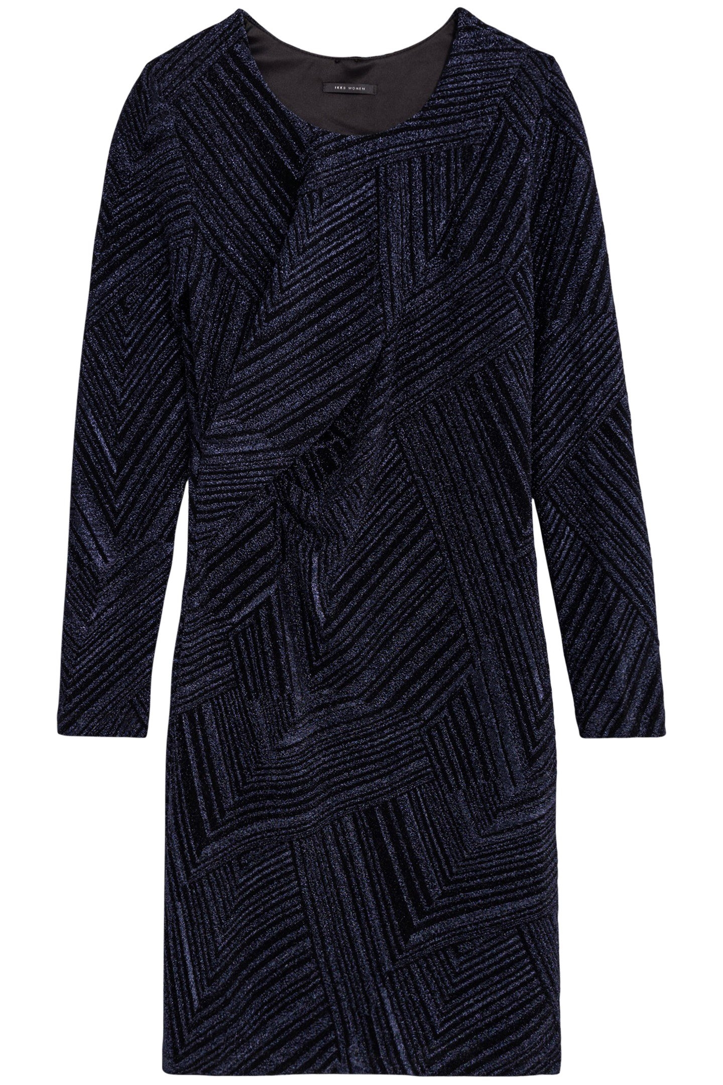 NAVY METALLIC KNIT DRAPED DRESS 5
