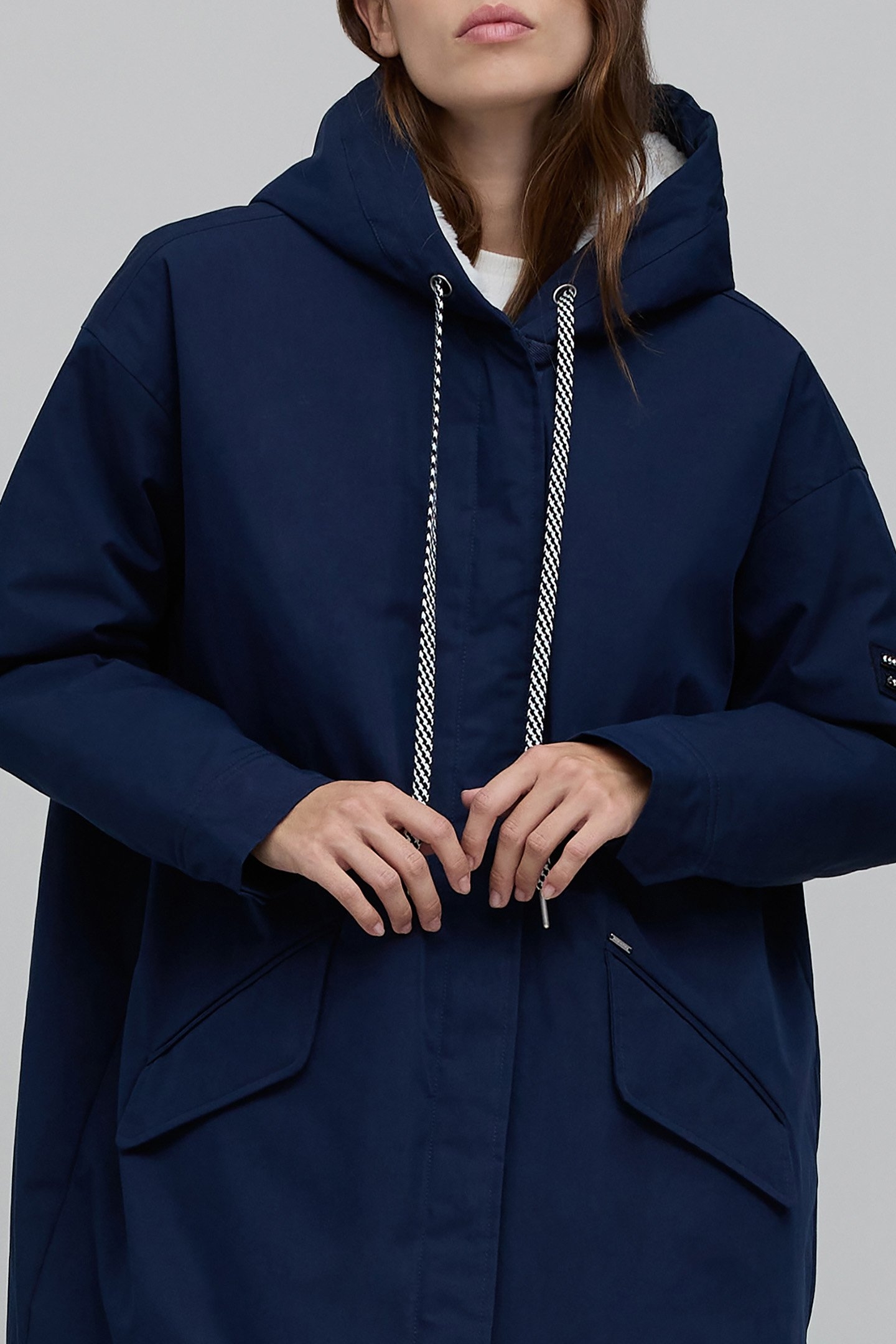 NAVY CHEVRON BADGE FUR PARKA 5