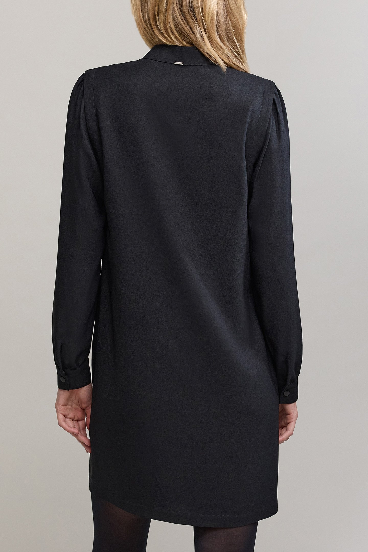 BLACK DRESS WITH ASYMMETRICAL CLOSURE 2