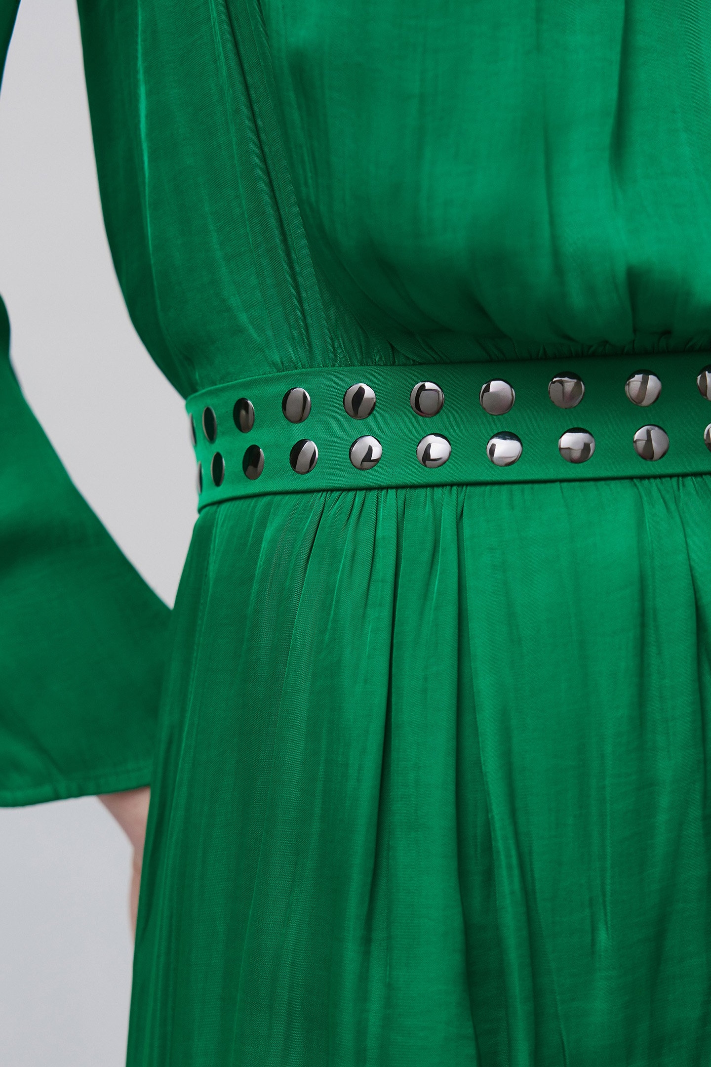 GREEN PRE-WRINKLED STUDDED DRESS 8