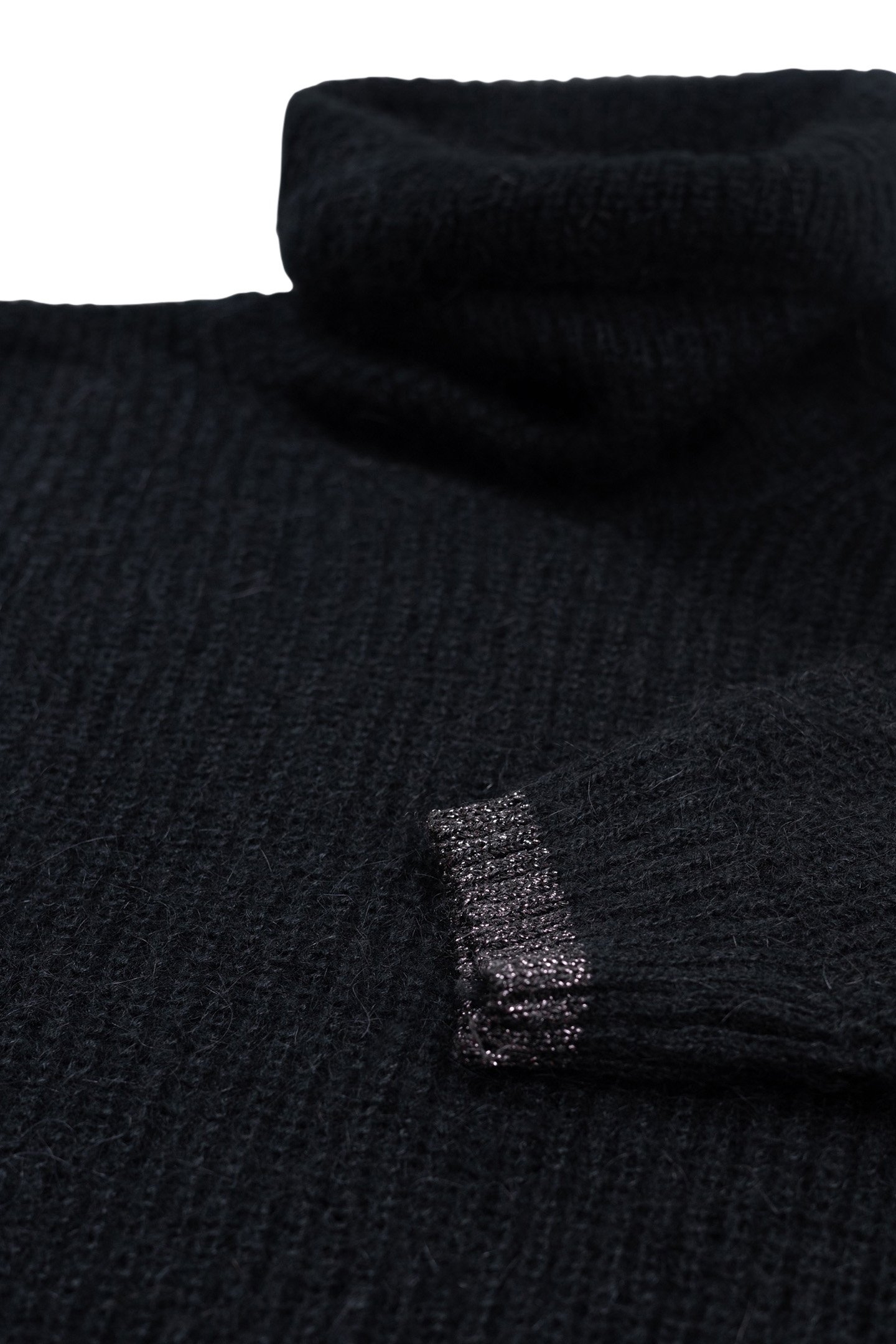 BLACK RIB-KNIT TURTLENECK SWEATER DRESS 7