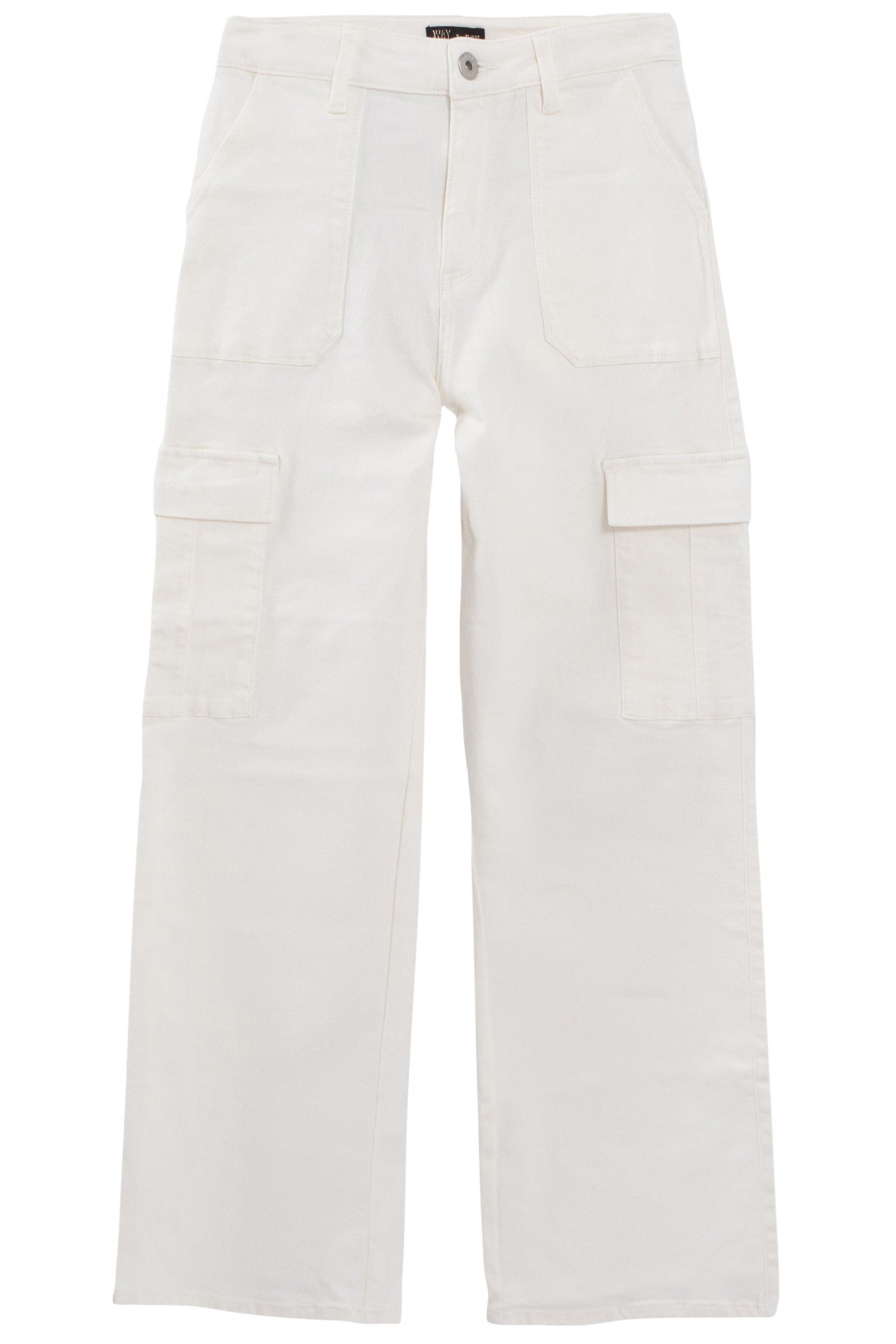 GIRLS' OFF-WHITE DENIM CARGO TROUSERS 2