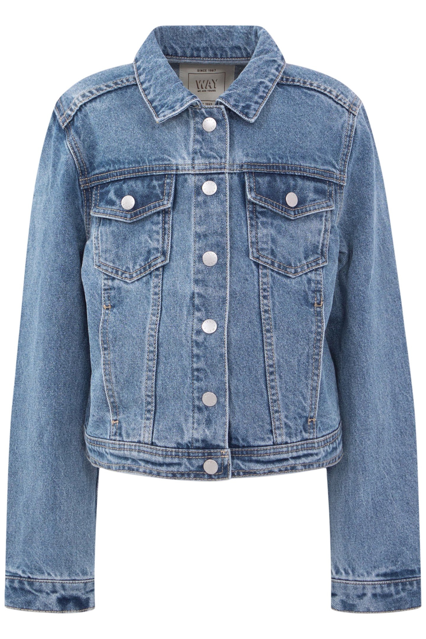 GIRLS’ BLUE WATERLESS DENIM CROPPED JACKET 2