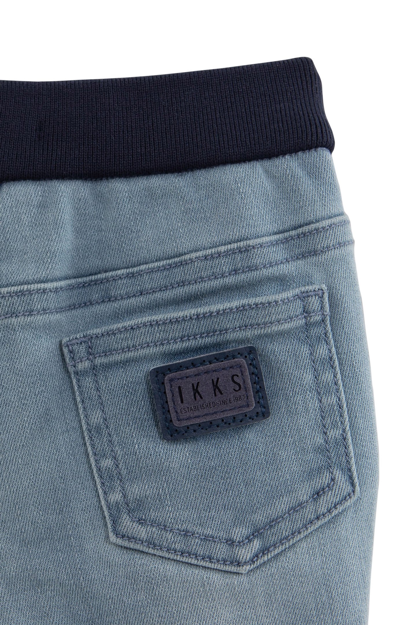 BABY BOY BLUE WASHED JEANS WITH RIBBED WAISTBAND 7