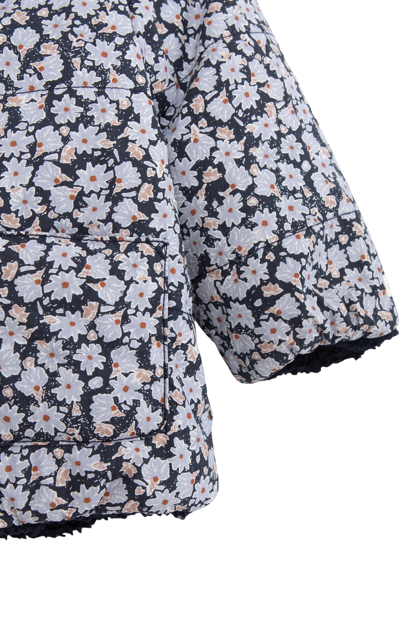 BABY GIRL'S NAVY AND FLORAL PRINT REVERSIBLE DOWN JACKET 4