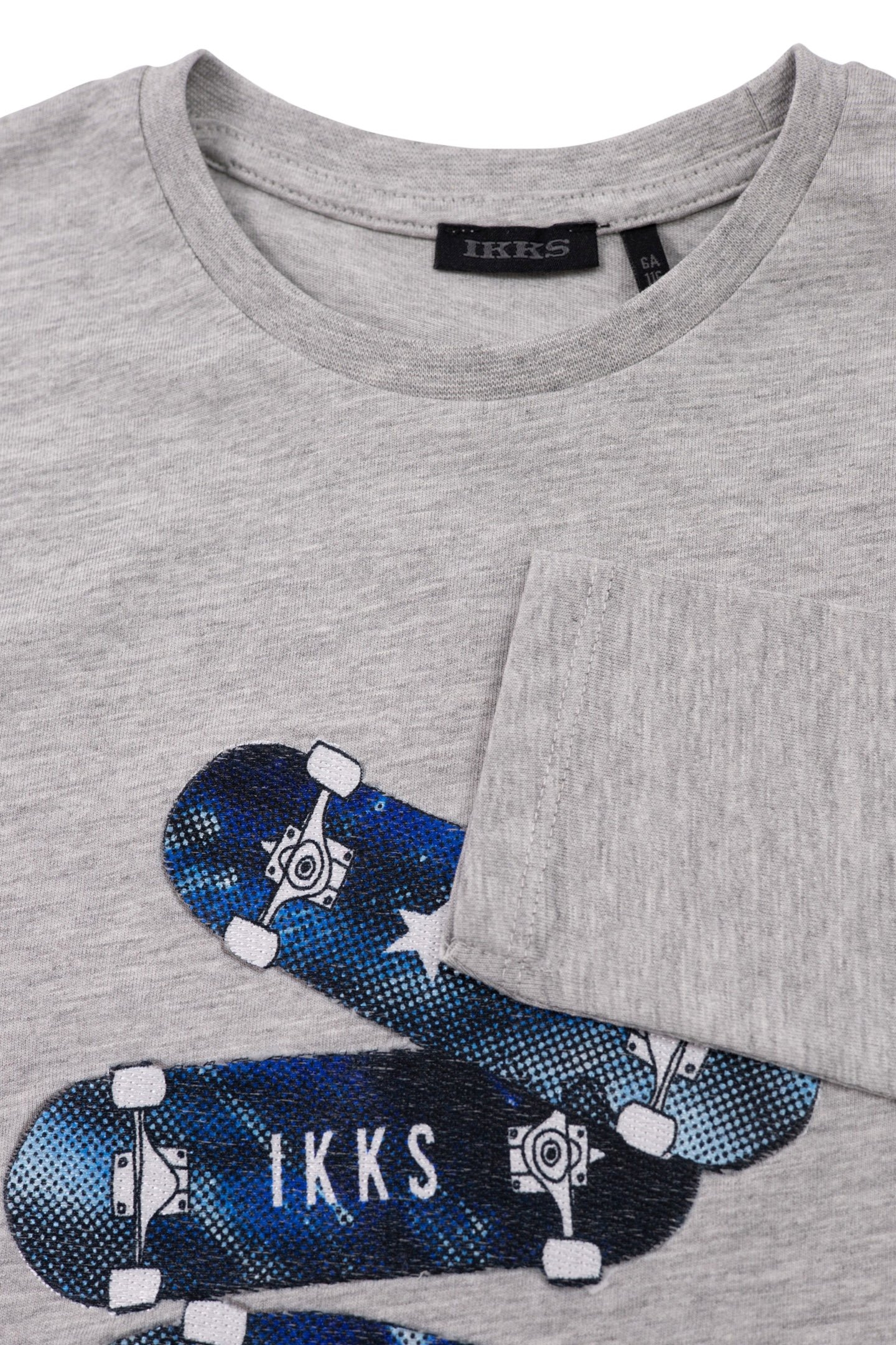 BOY'S GREY ORGANIC COTTON T-SHIRT WITH SKATEBOARD BADGES 3