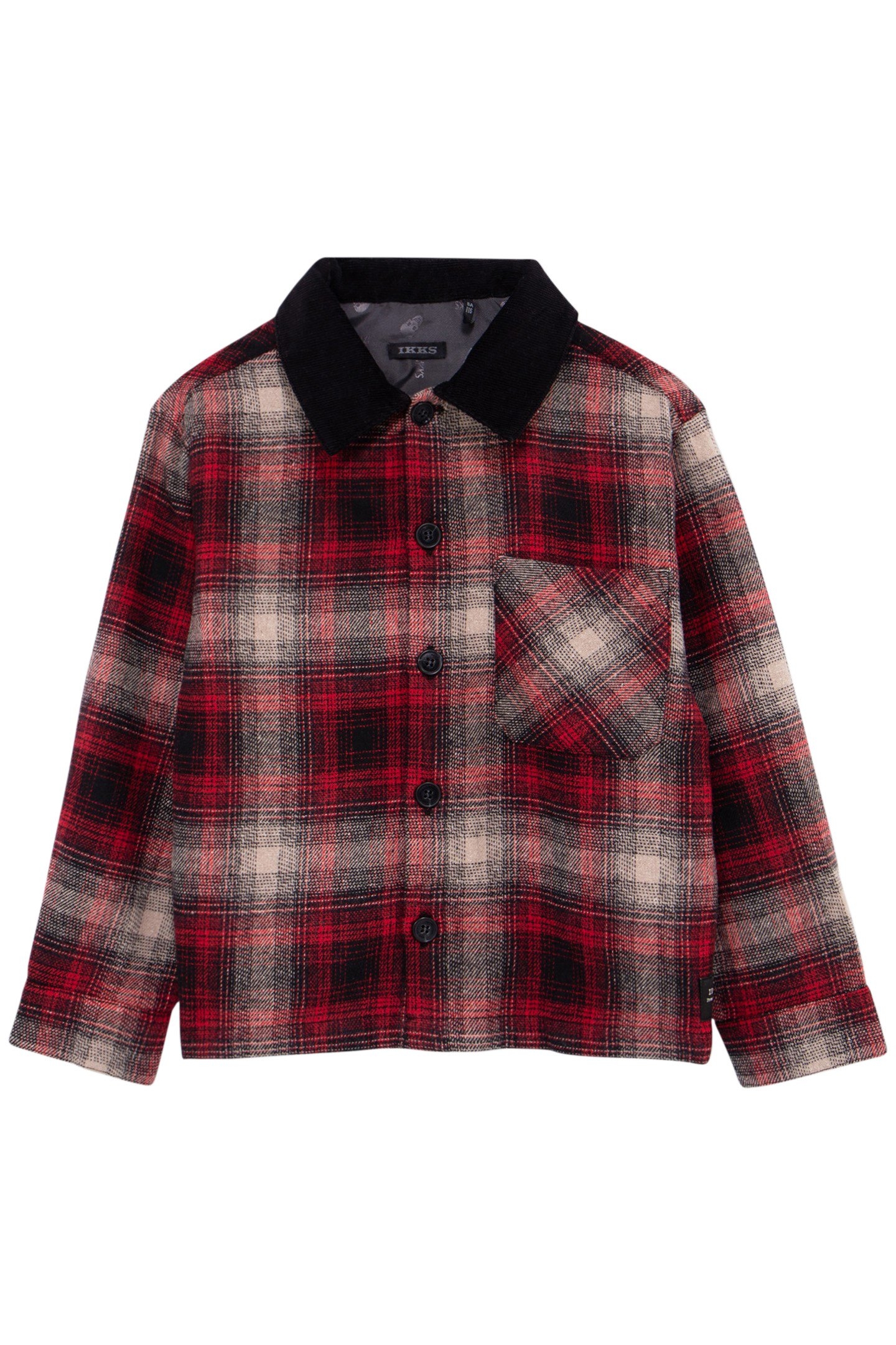 BOY'S RED PLAID SHIRT WITH VELVET COLLAR 1