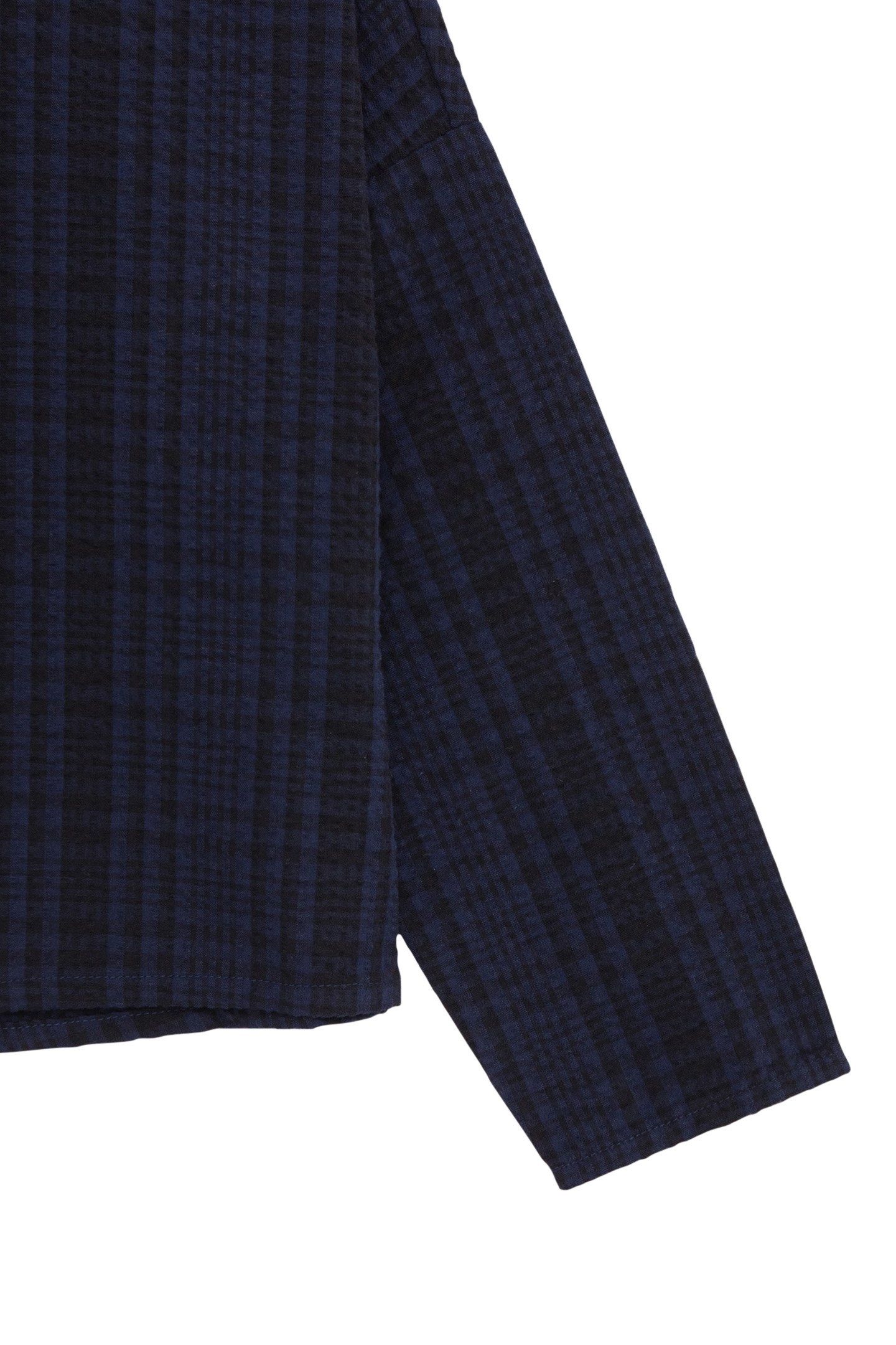 GIRL'S NAVY CHECK CROPPED SHIRT 4