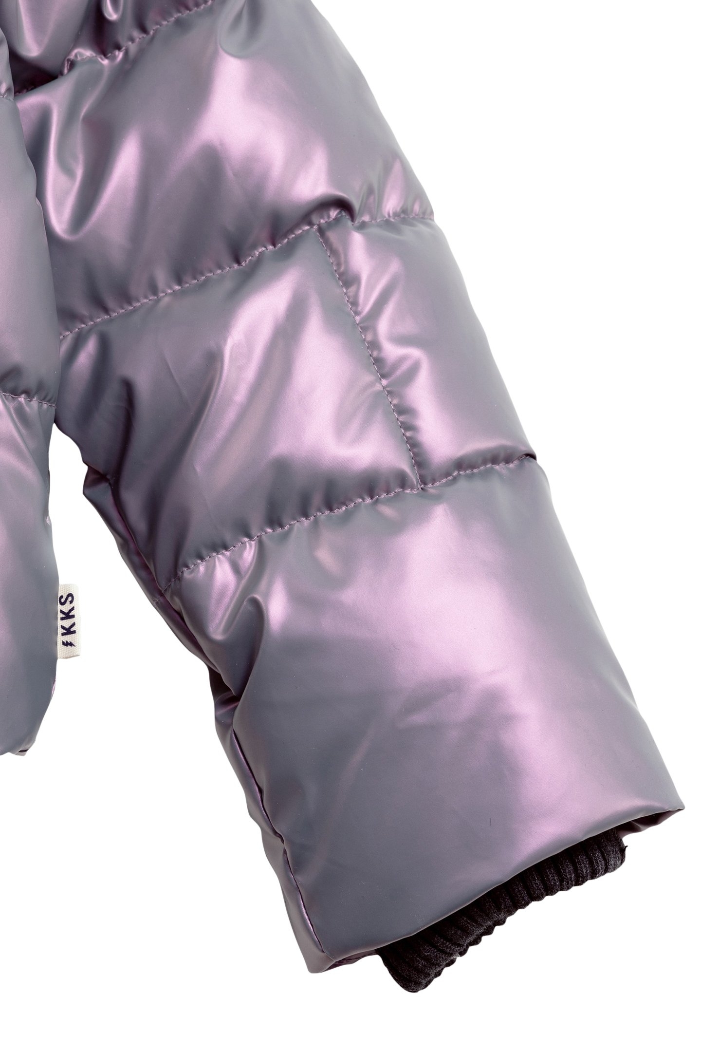 SHORT LILAC IRIDESCENT DOWN JACKET WITH GIRL'S TRIM 5