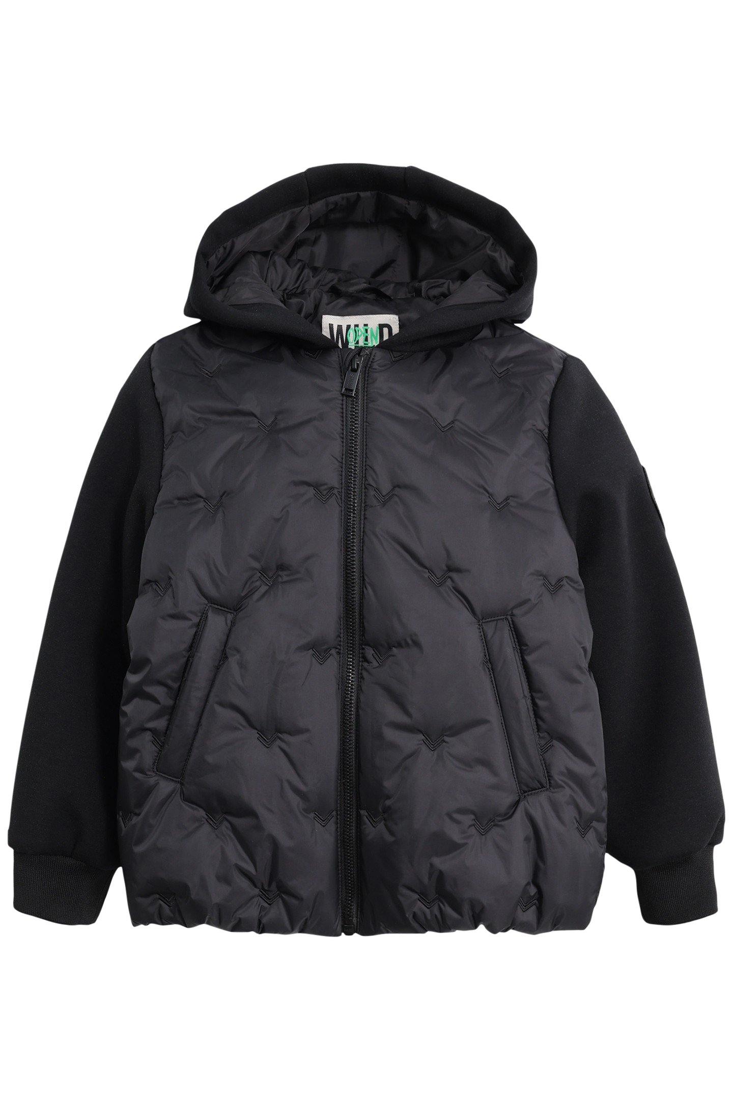 BOY'S BLACK EMBROIDERED NYLON TWO-PLY DOWN JACKET 1
