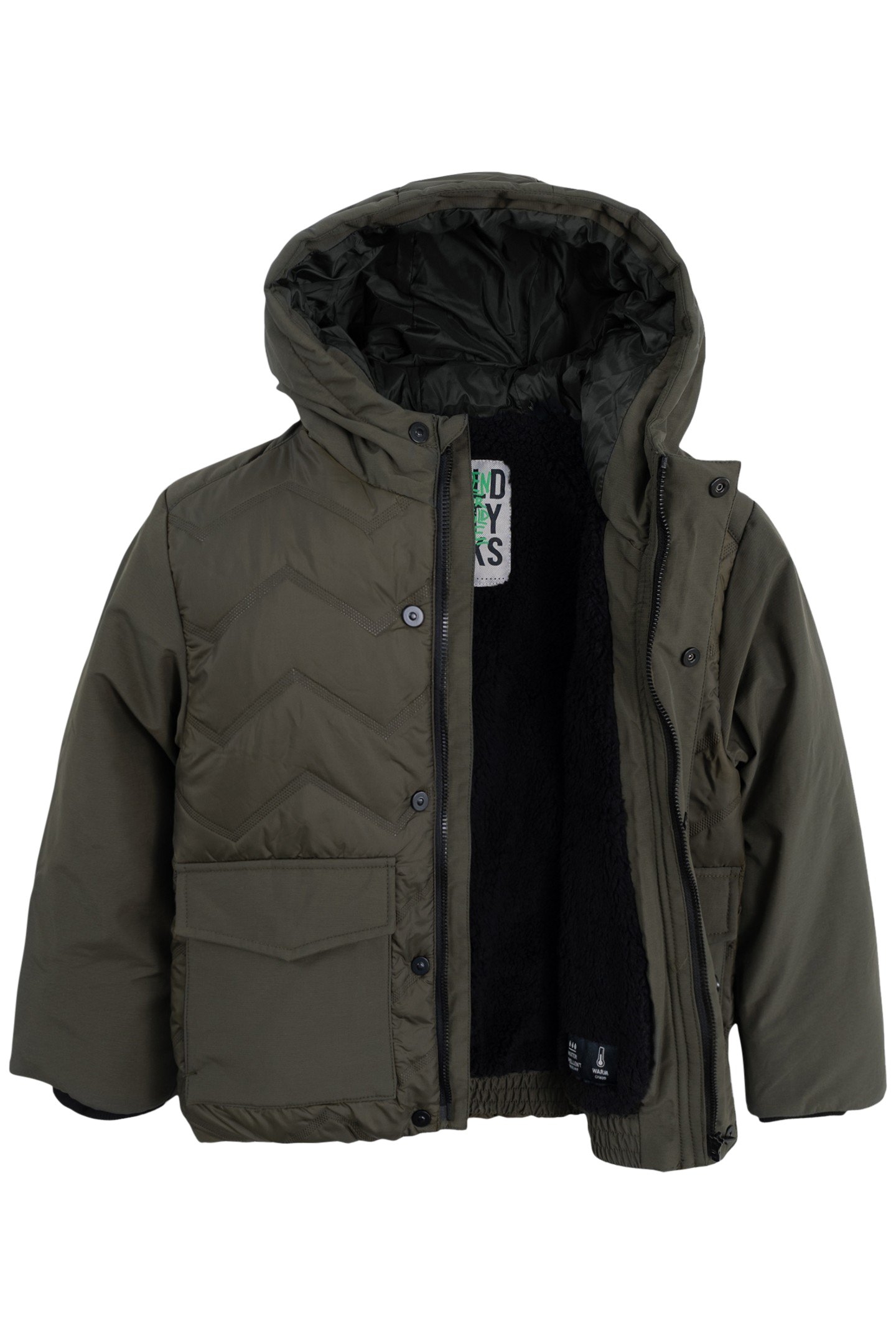 BOY'S KHAKI NYLON HEAT-SEALED HERRINGBONE JACKET 3