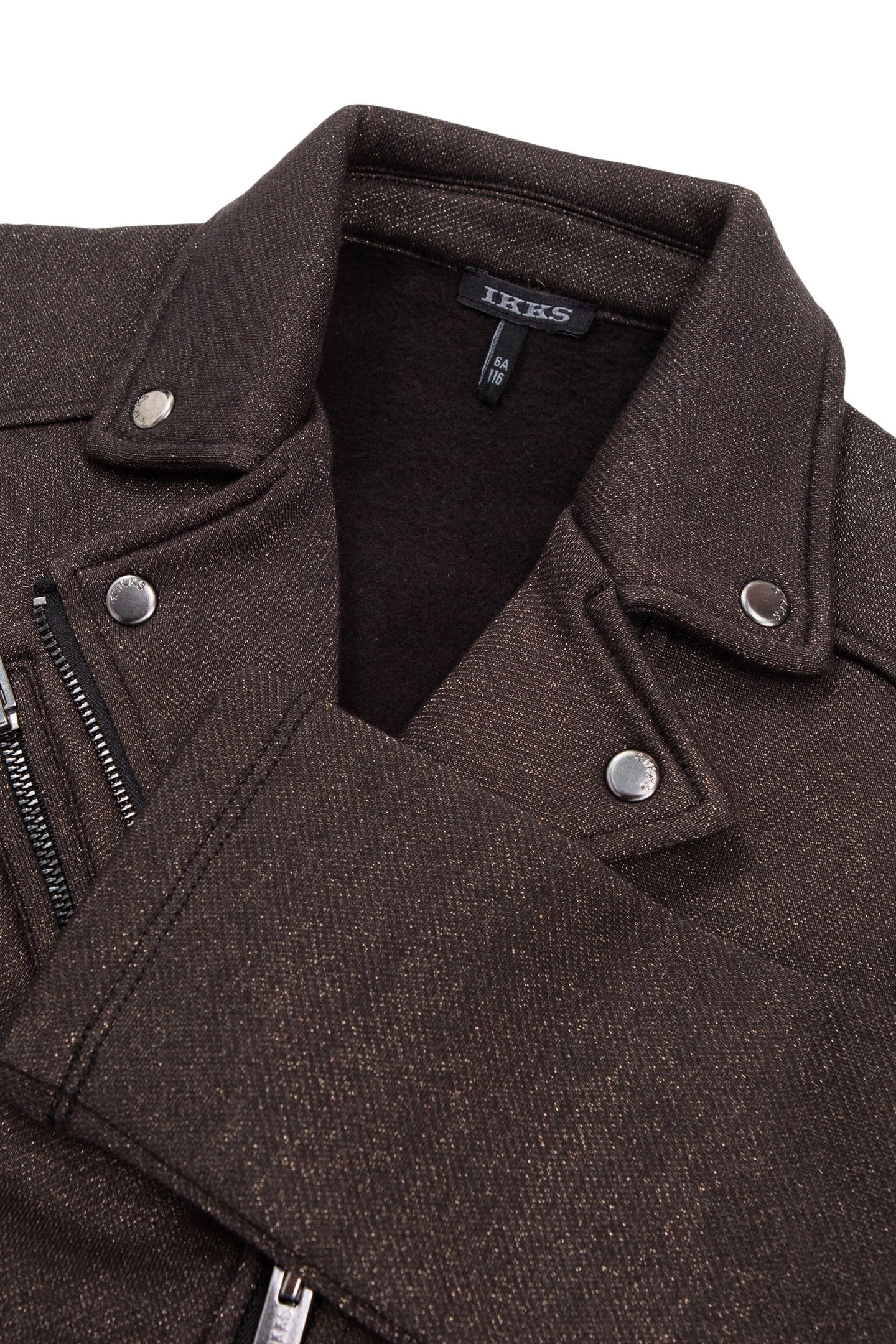 GIRL'S BLACK SEQUINED FLEECE BIKER CARDIGAN 6