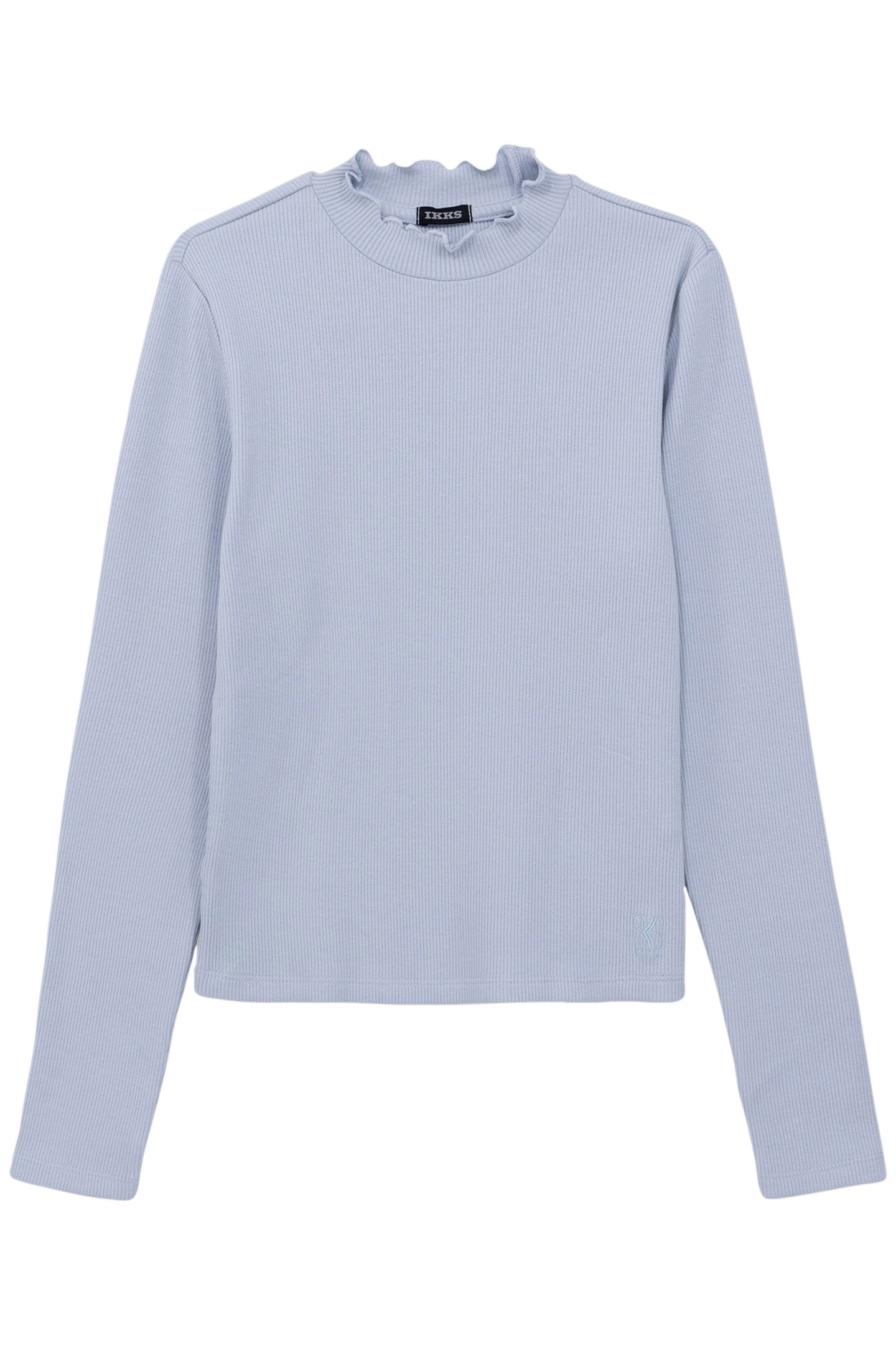 GIRLS' SKY-BLUE RIB-KNIT T-SHIRT 1