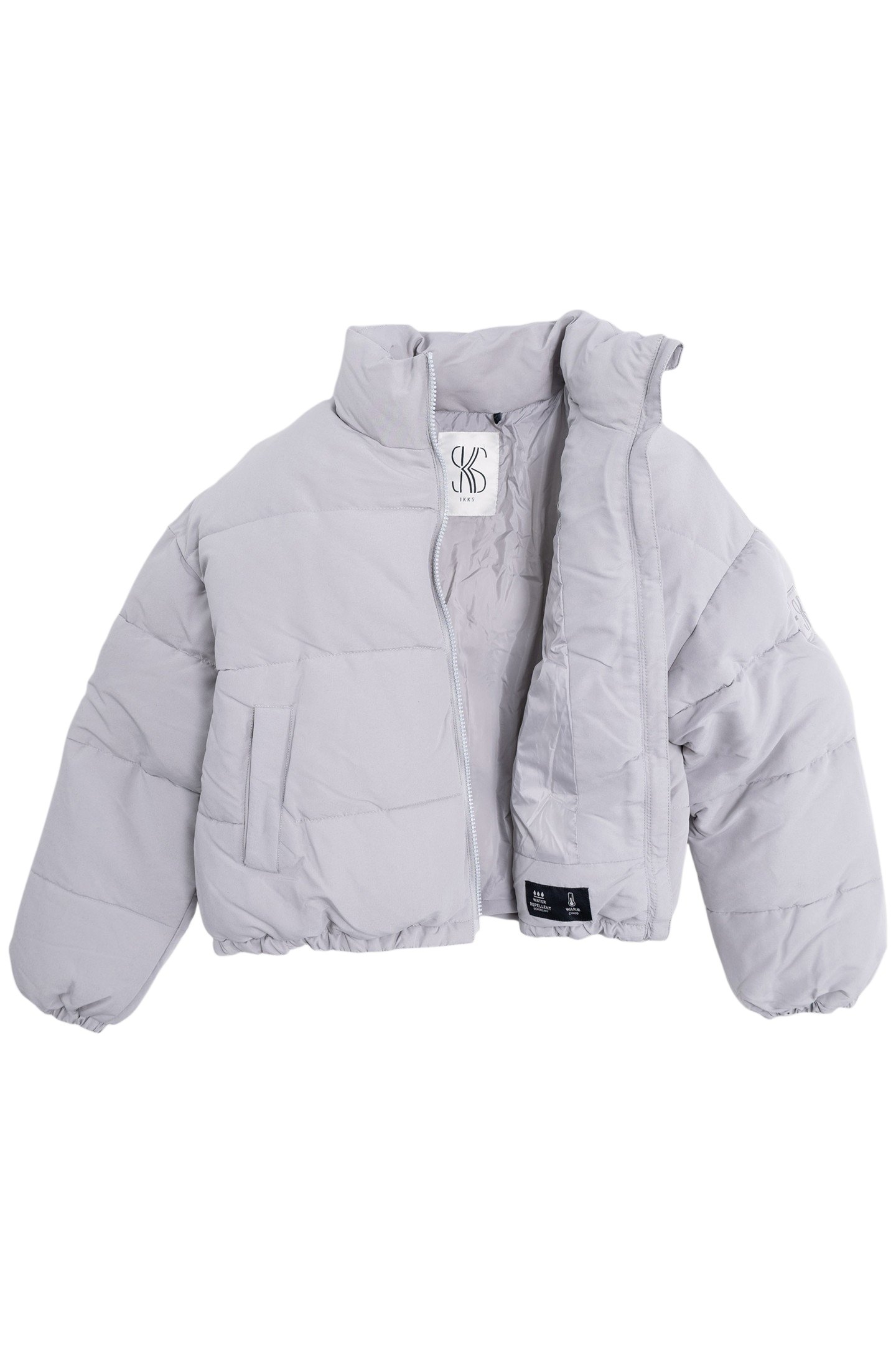 GIRL'S SHORT RECYCLED GREY QUILTED DOWN JACKET 3