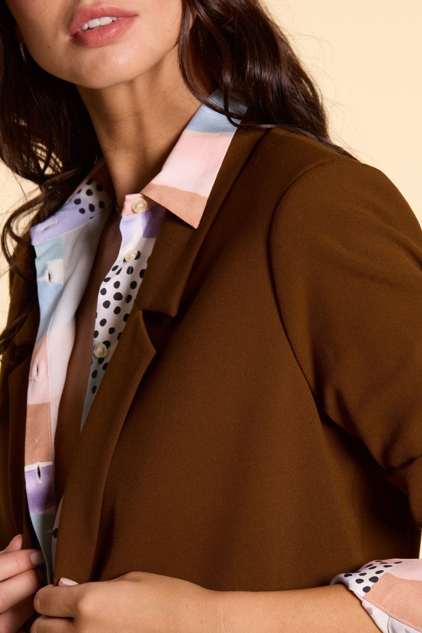 CAMEL DOUBLE-BREASTED SUIT JACKET 6