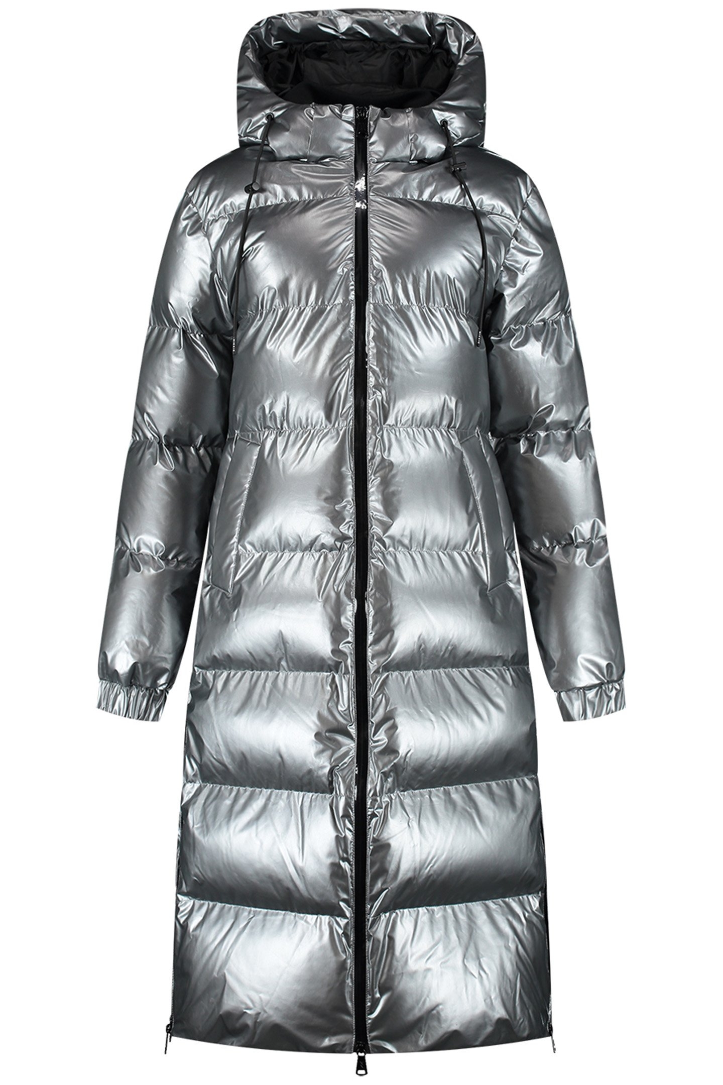 ELISTA LONG PUFFER COAT GUN METAL 2