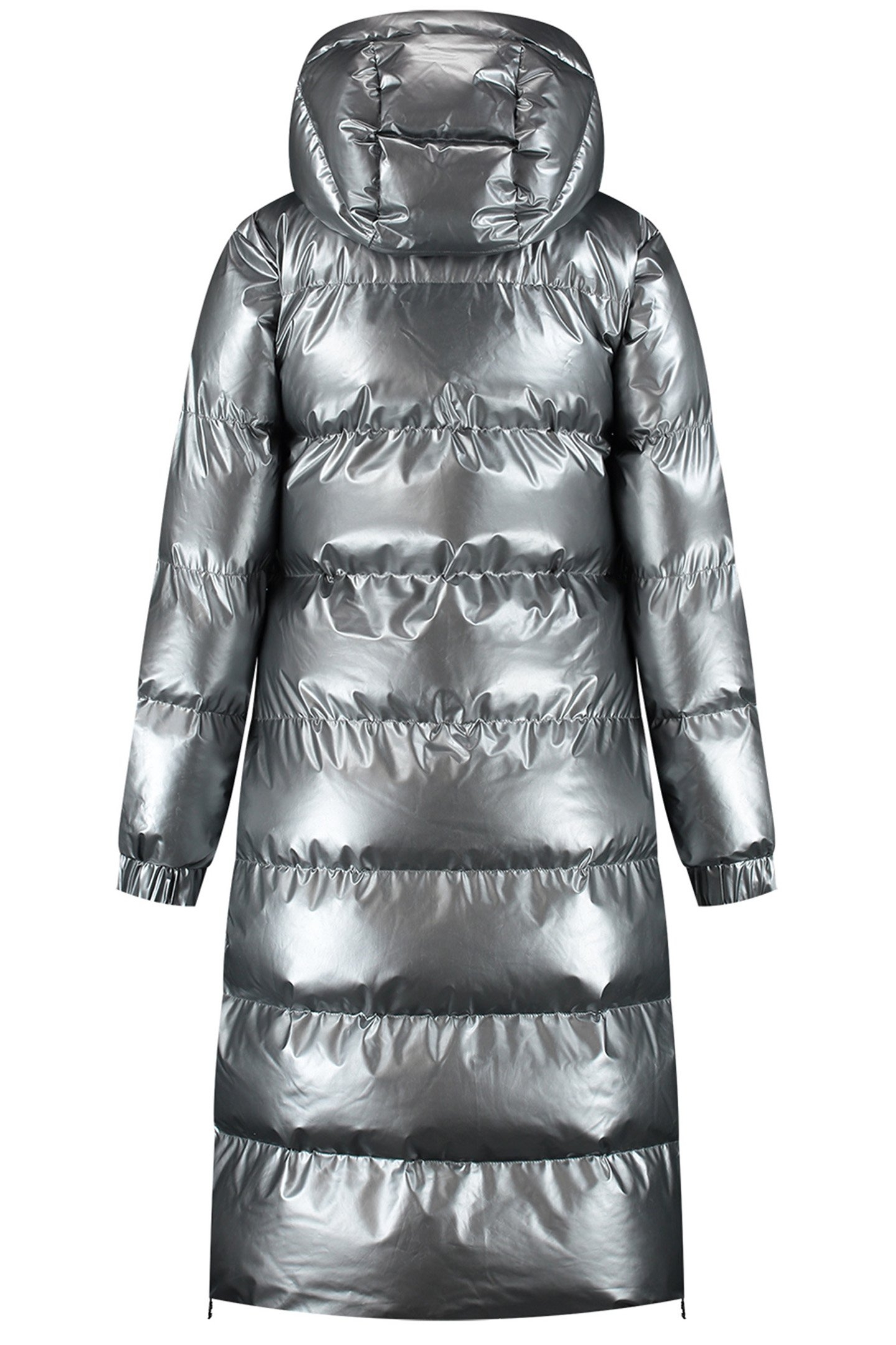 ELISTA LONG PUFFER COAT GUN METAL 3