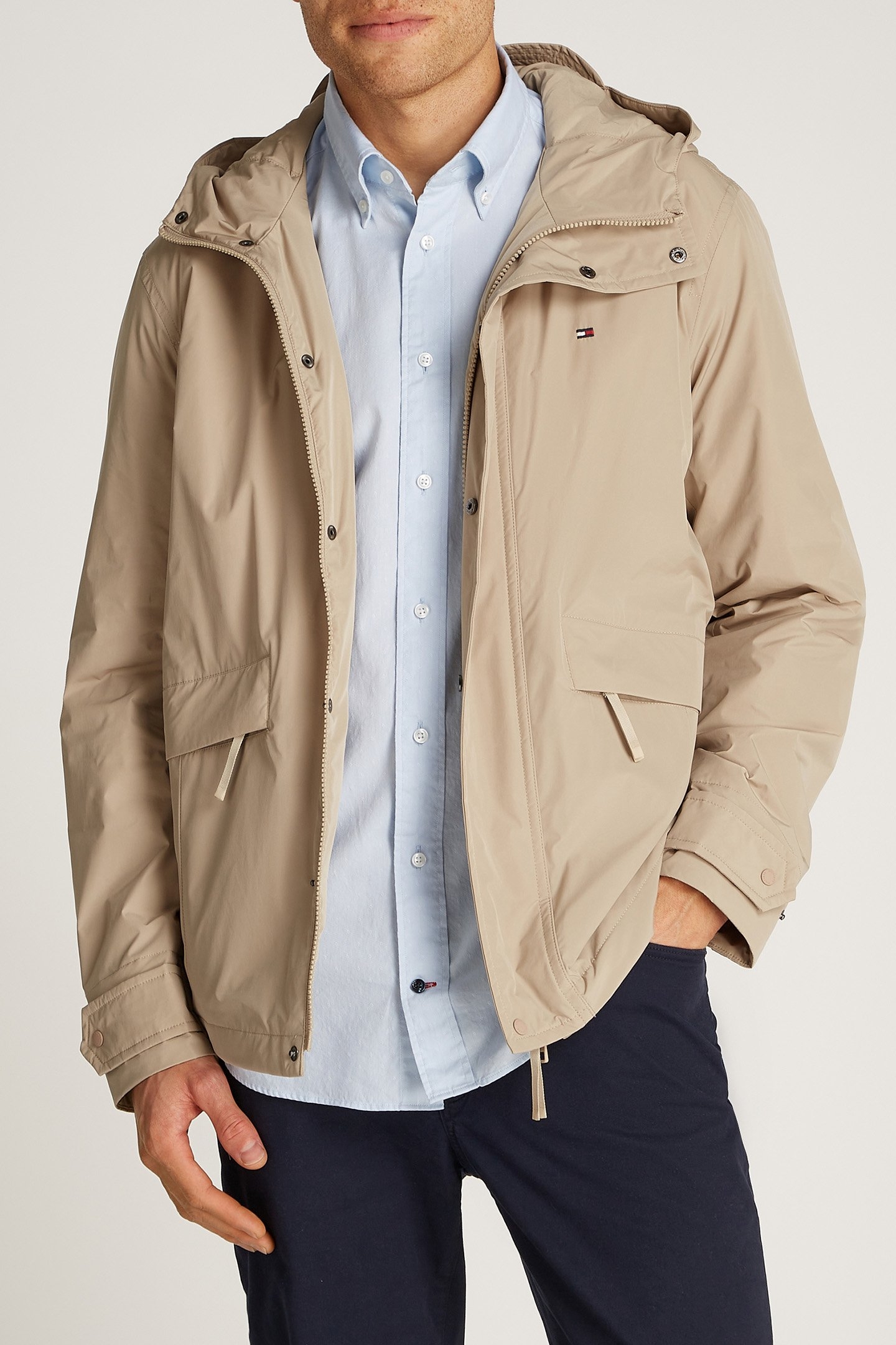 PACKABLE HOODED JACKET, REGULAR FIT, SANDALWOOD 1