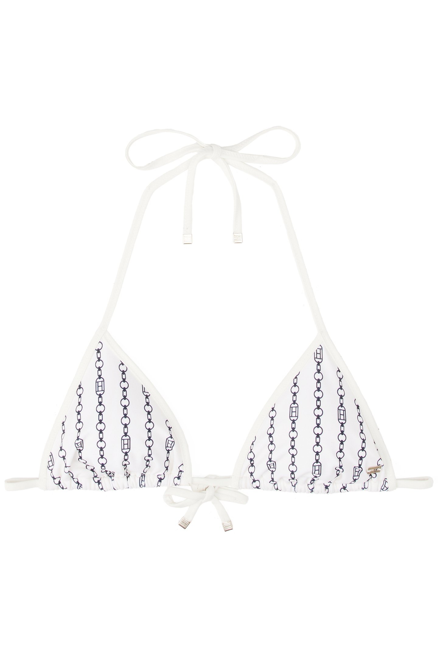 TRIANGLE RP PRINT FLAG CHAIN BIKINI TOP, NAVY BLUE 4