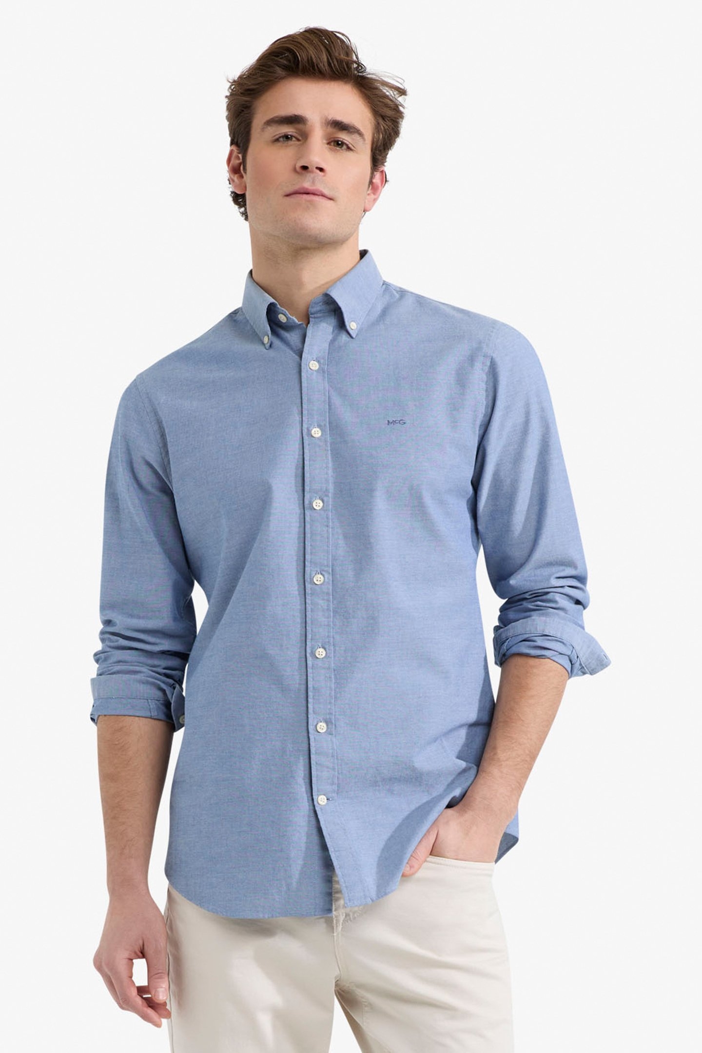 STRETCH OXFORD SHIRT NAVY 1