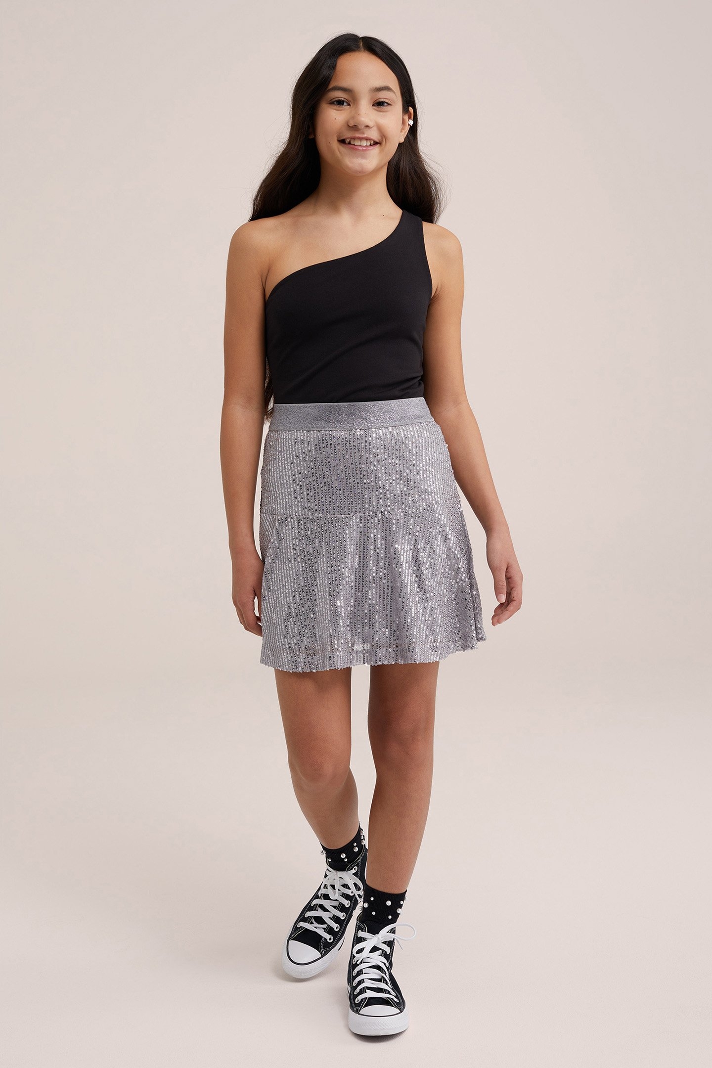 SKIRT MEDIUM LENGTH SILVER 2